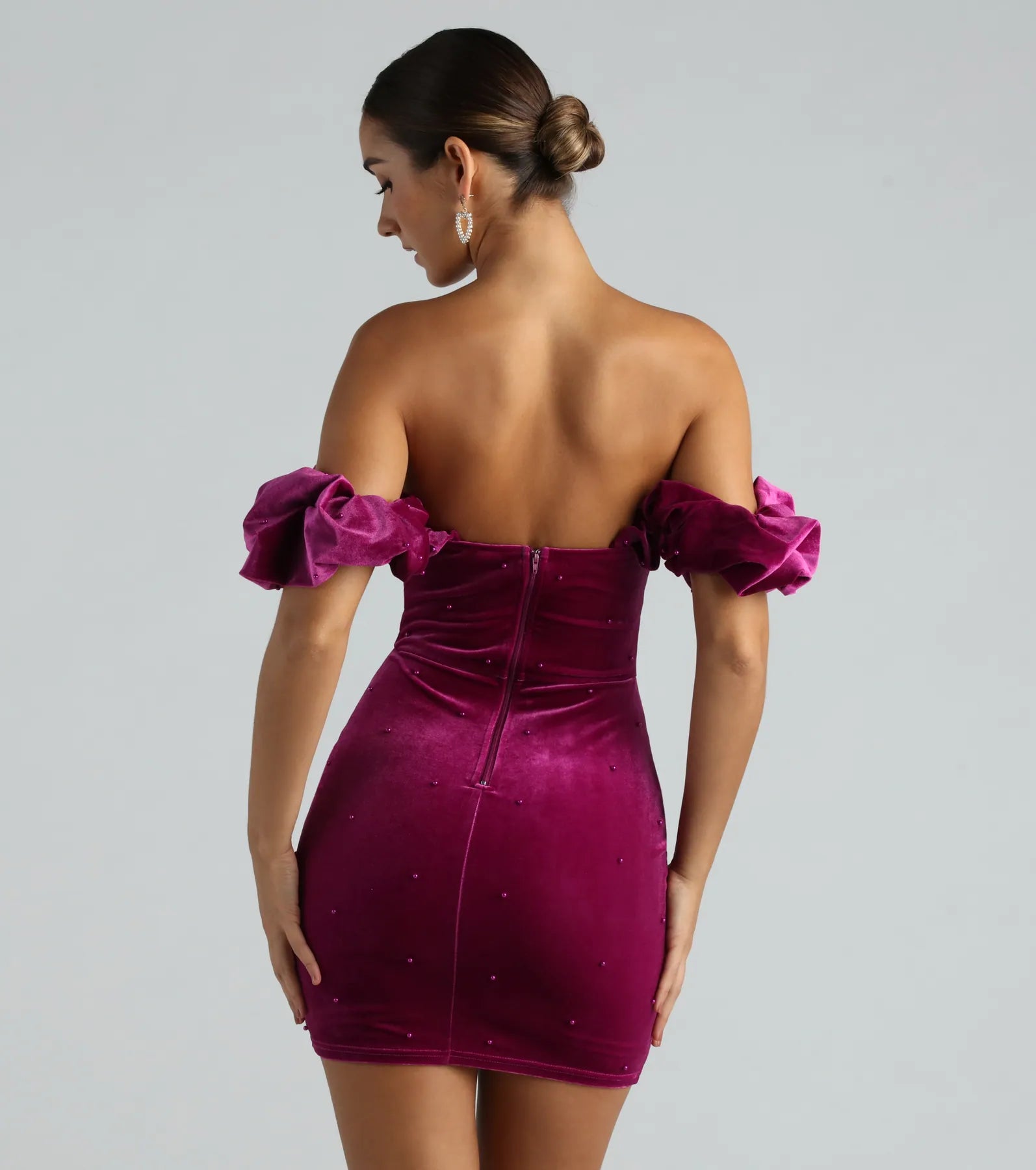 Rachael Velvet Faux Pearl Party Dress - Image 3