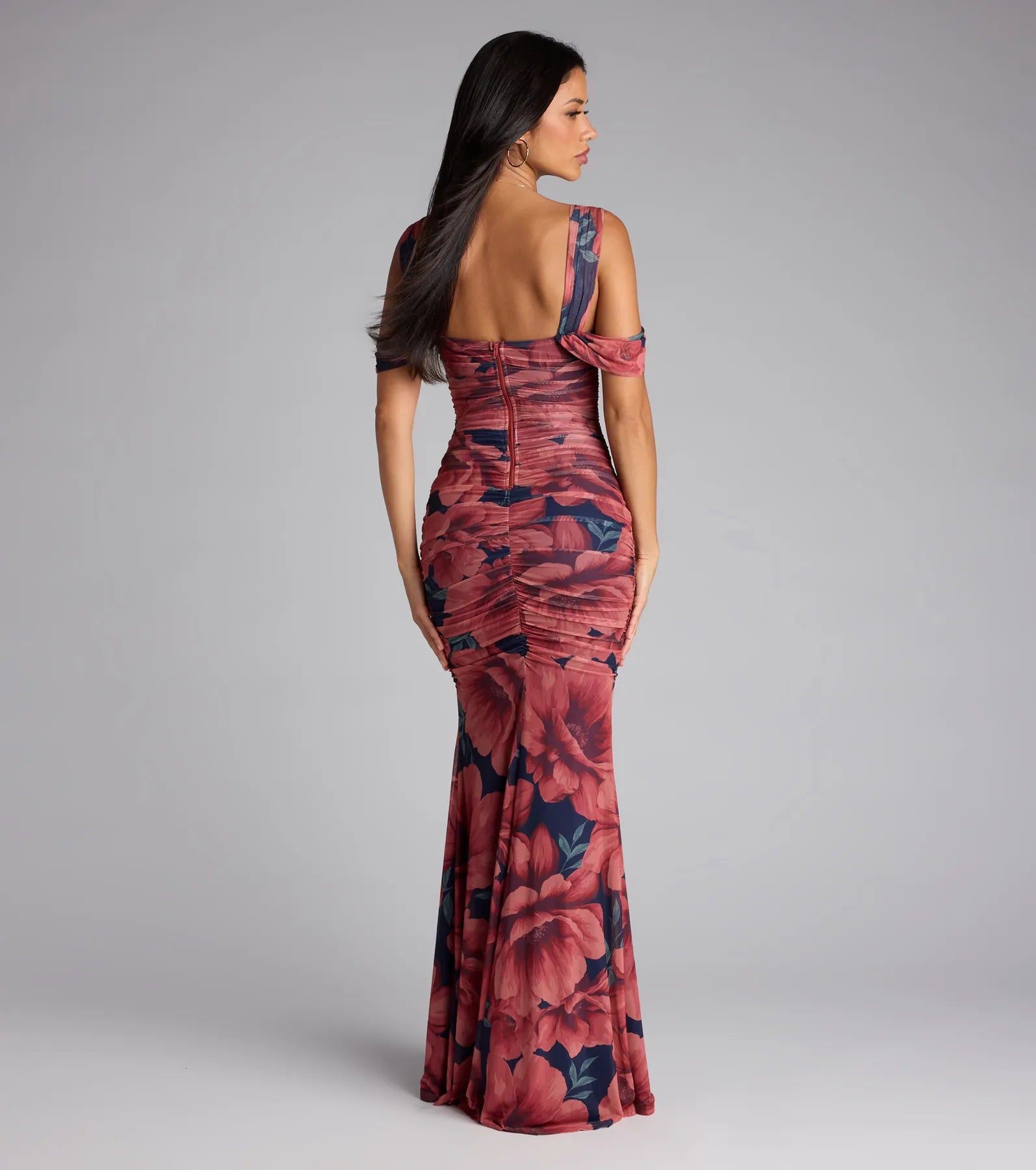 Layla Floral Cold Shoulder Mermaid Formal Dress - Image 2