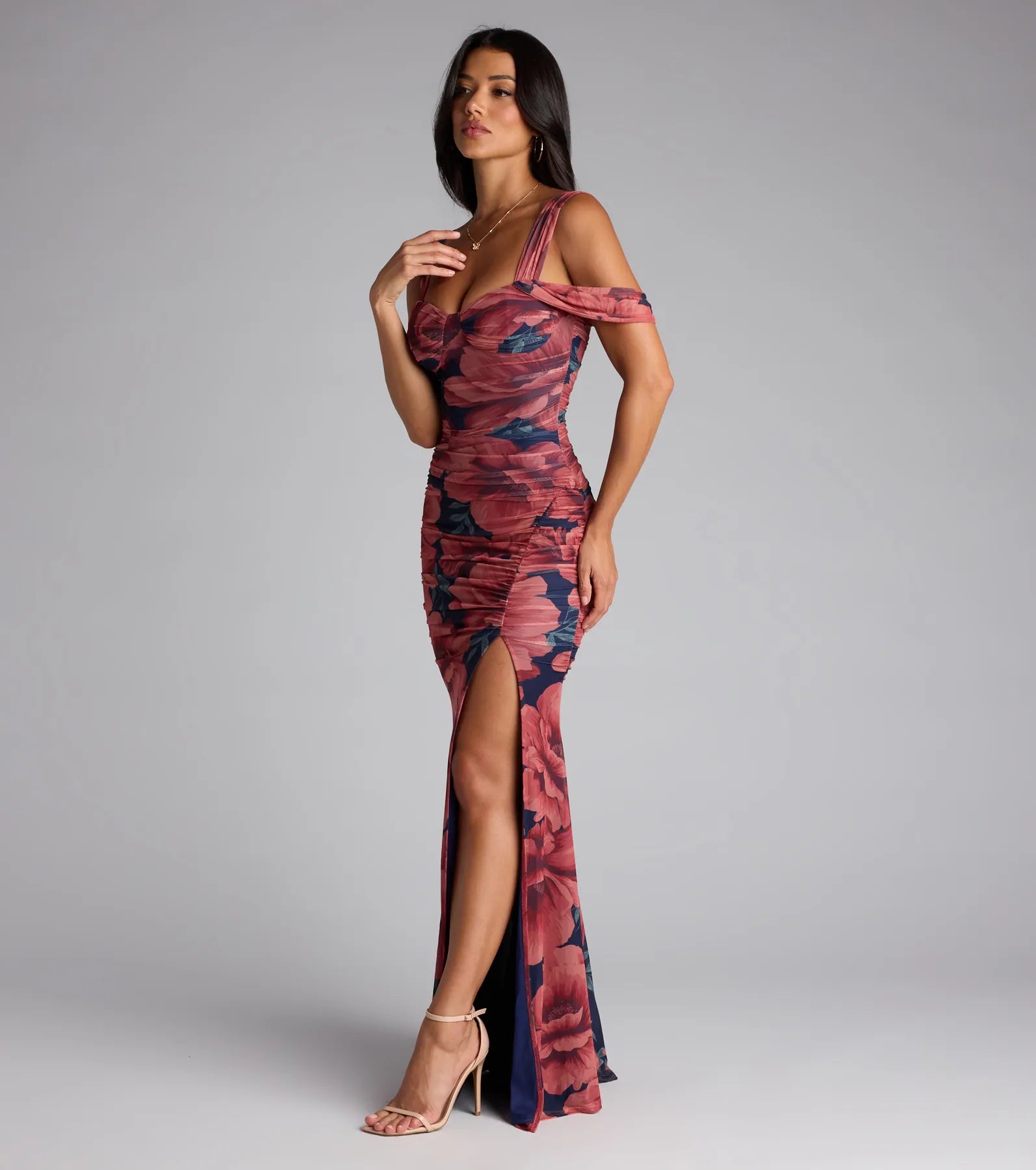 Layla Floral Cold Shoulder Mermaid Formal Dress - Image 4