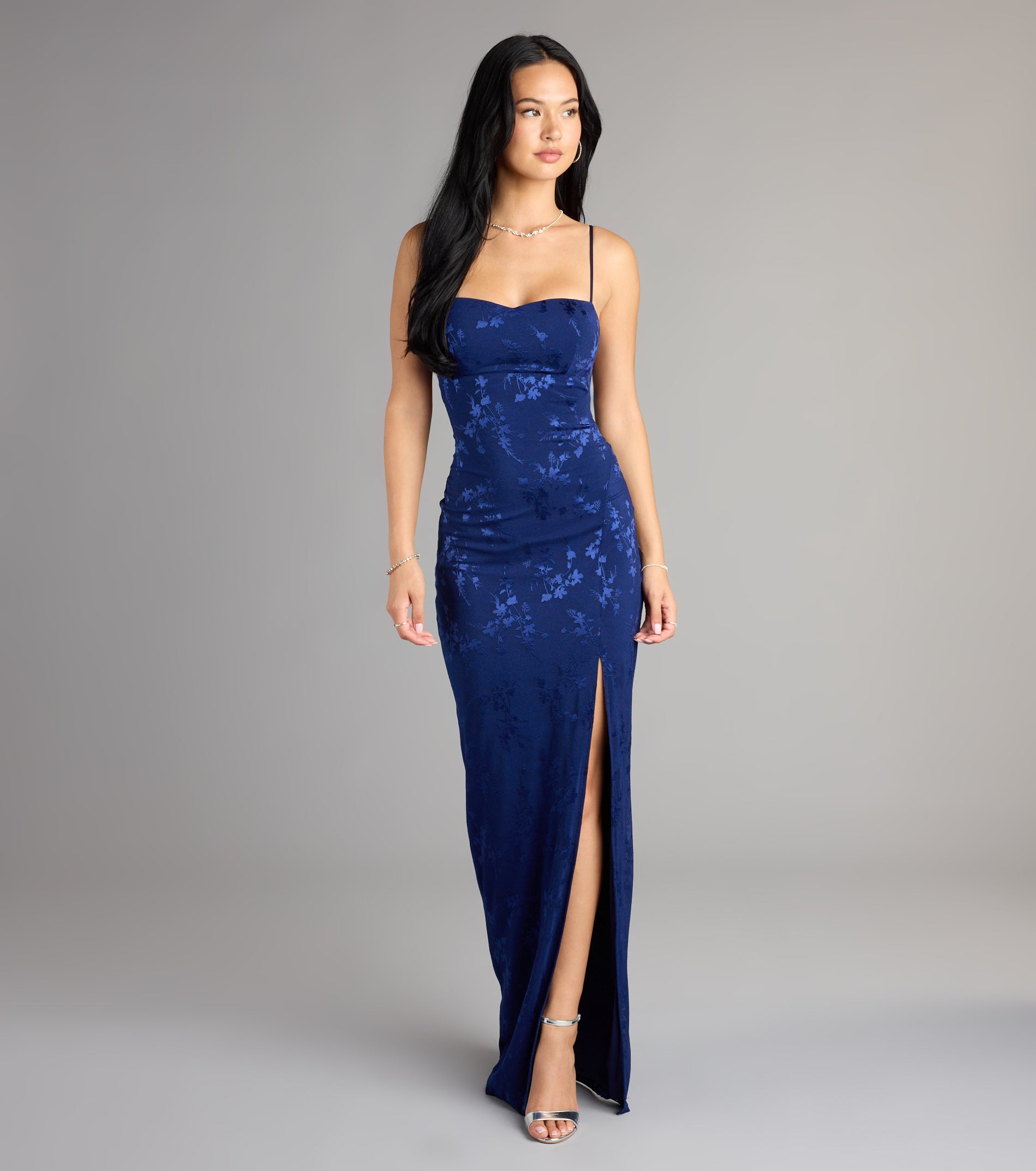 Gabriella Floral Embroidered Tie Back Formal Dress - Image 5