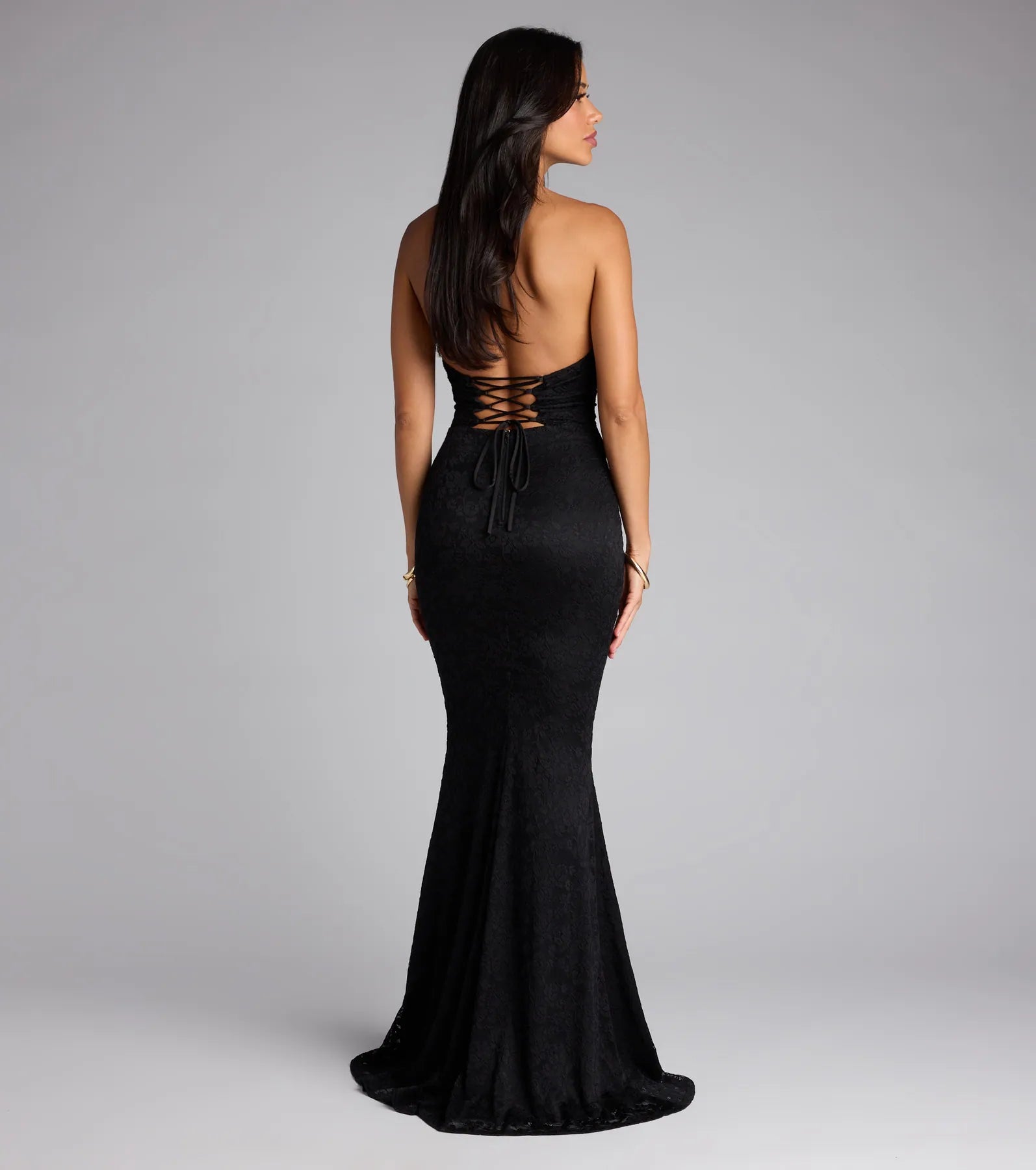 Lane Halter Strappy Lace Mermaid Formal Dress - Image 2