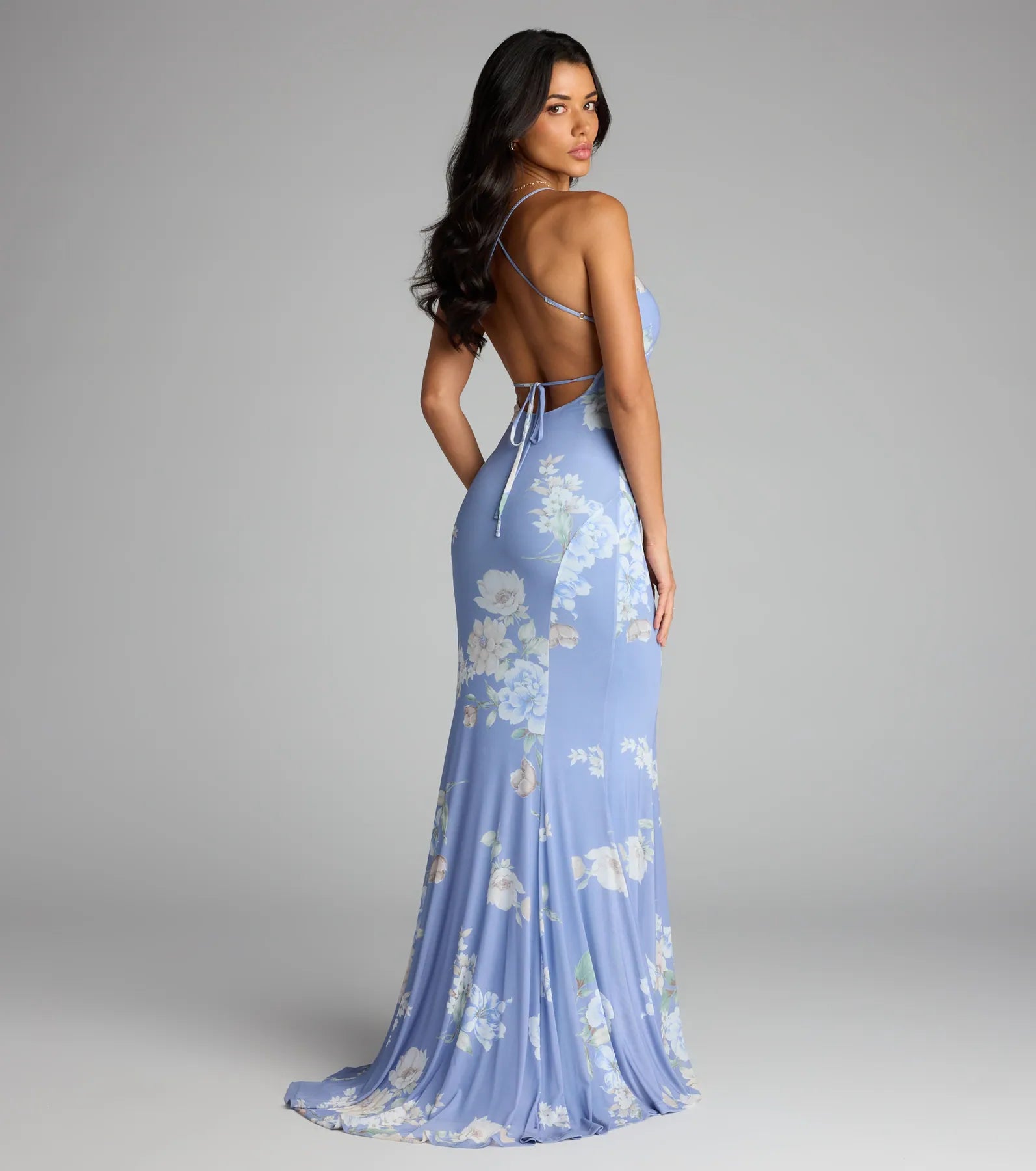 Pascha Strappy Open Back Mermaid Floral Formal Dress - Image 5