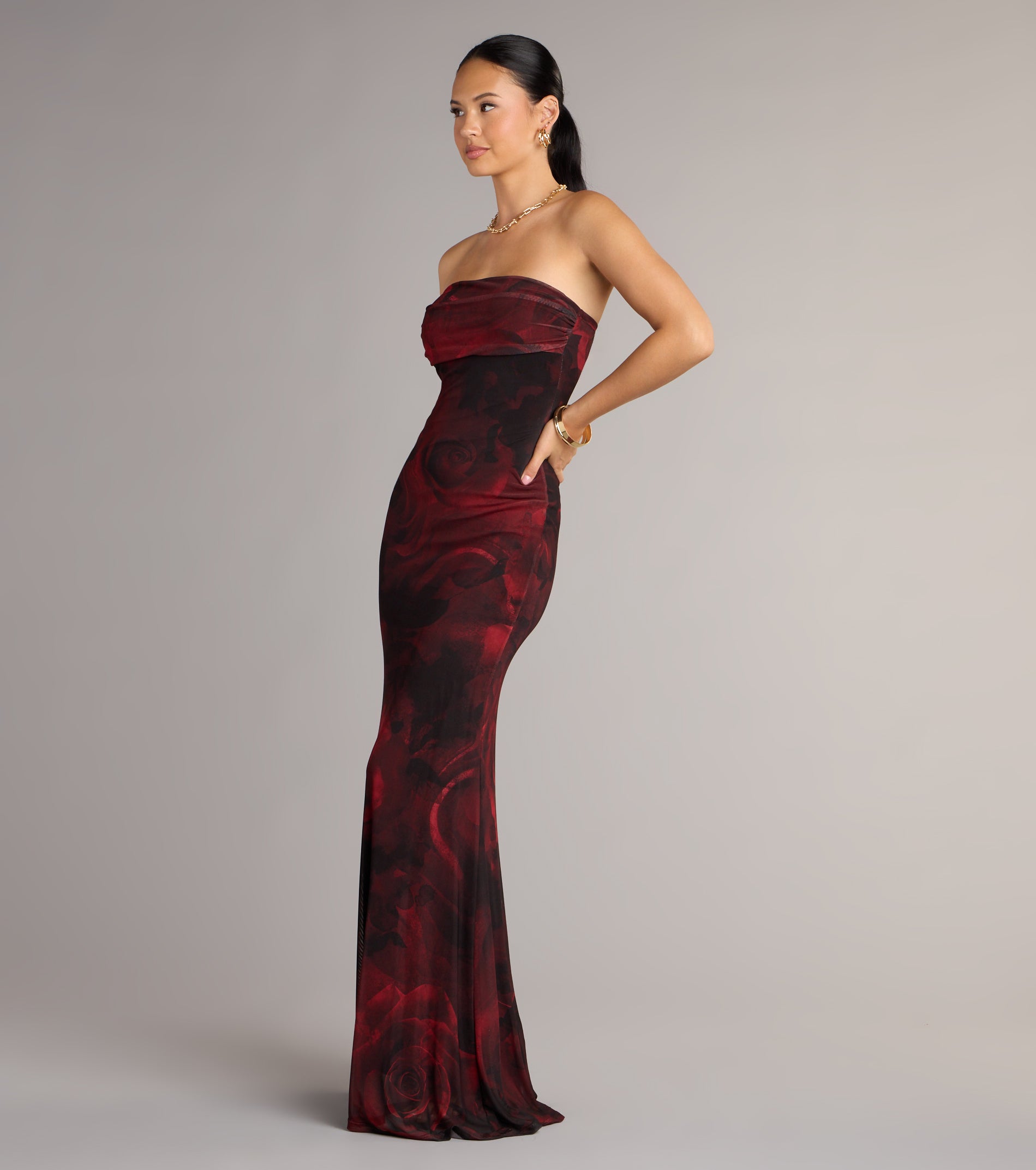 Renata Strapless Abstract Mermaid Formal Dress - Image 4