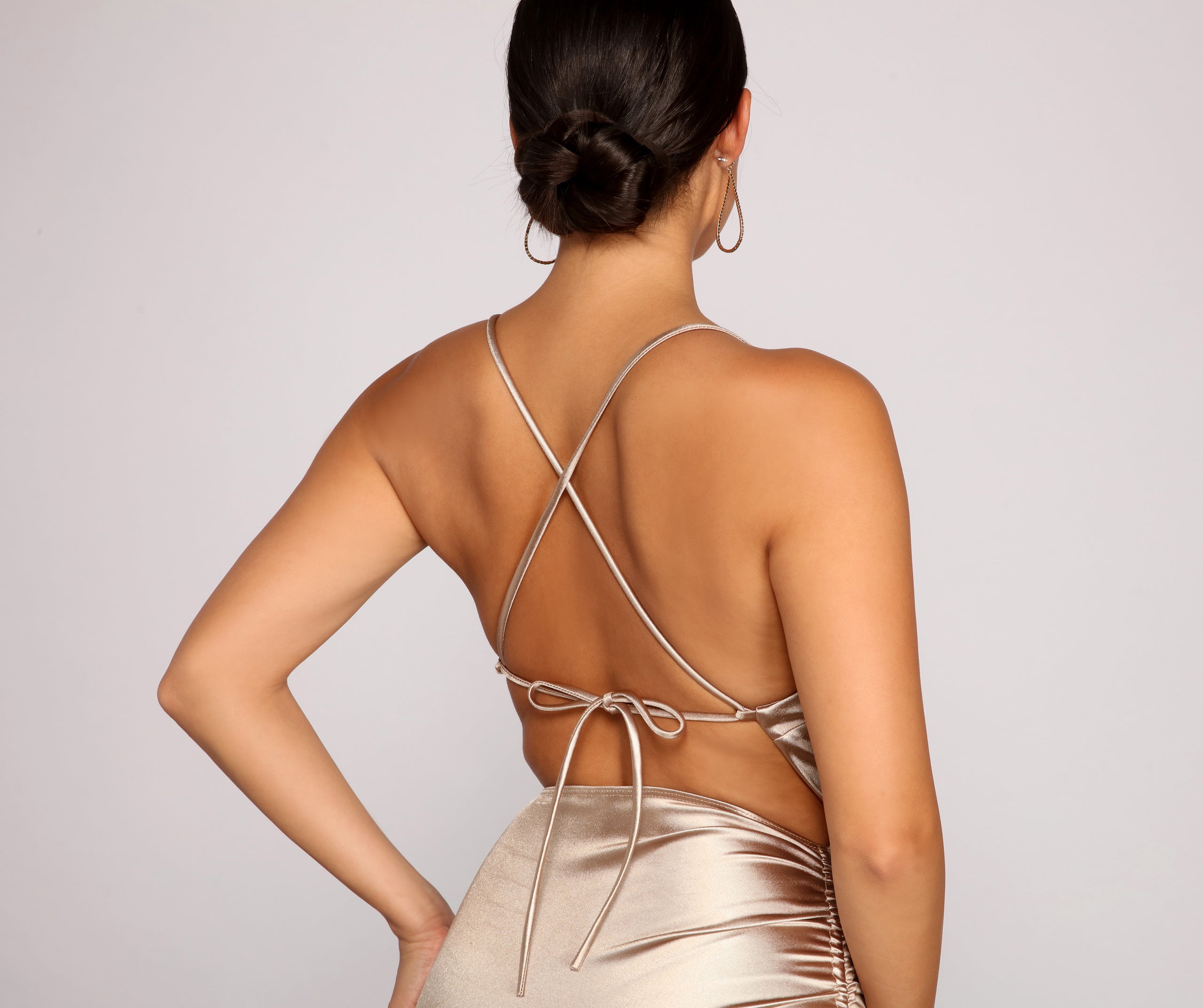 Enya Formal Satin High Slit Dress - Image 4