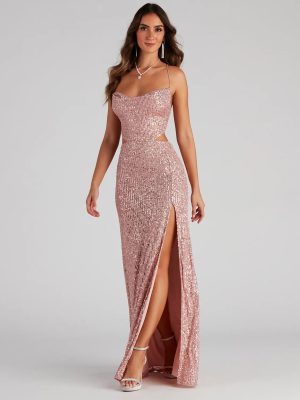 Kristina Formal Sequin Cutout Dress