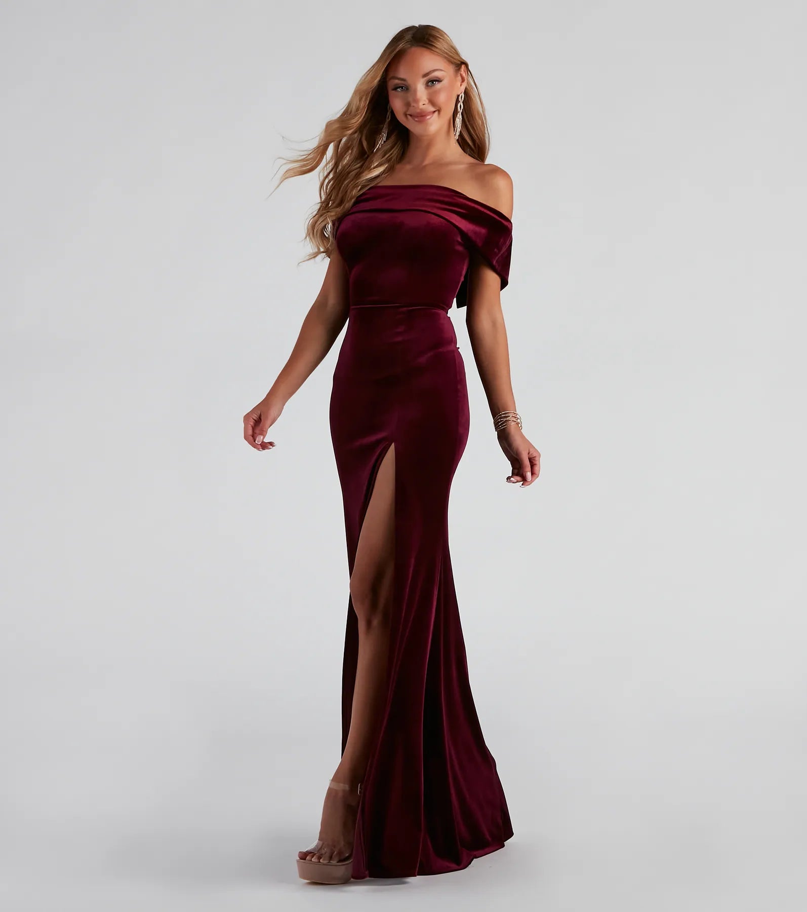 Olivia Formal Velvet Off-The-Shoulder Dress - Image 11