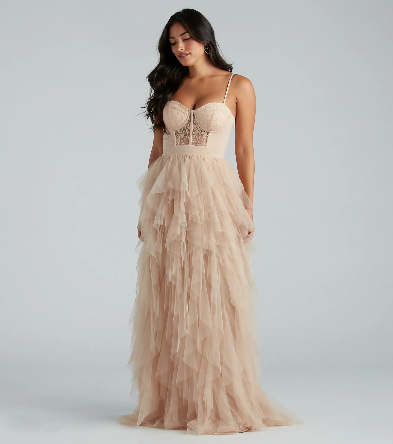Ruth Formal Lace Tulle Ruffled Dress - Image 11