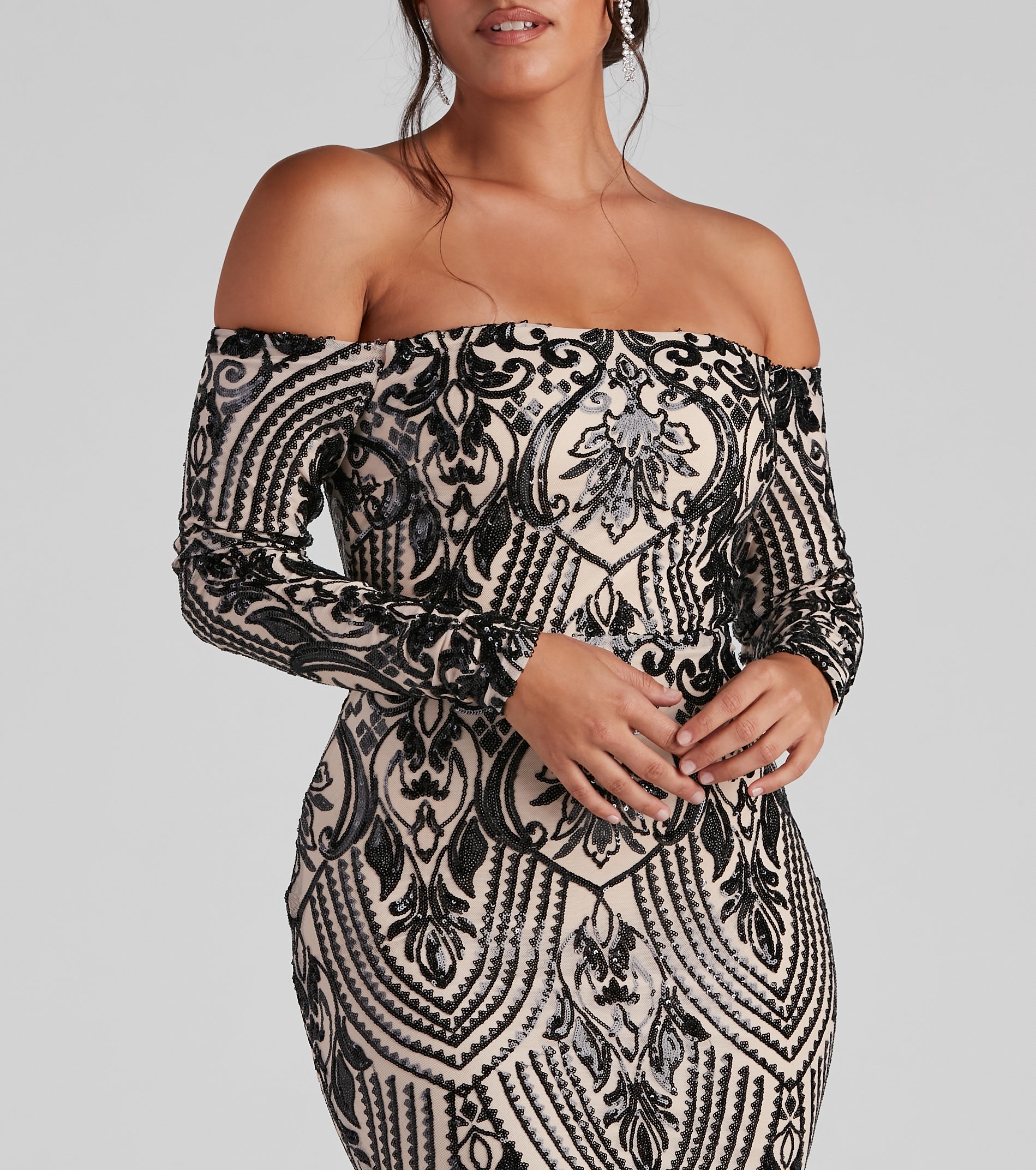 Paityn Formal Off-The-Shoulder Sequin Dress - Image 4