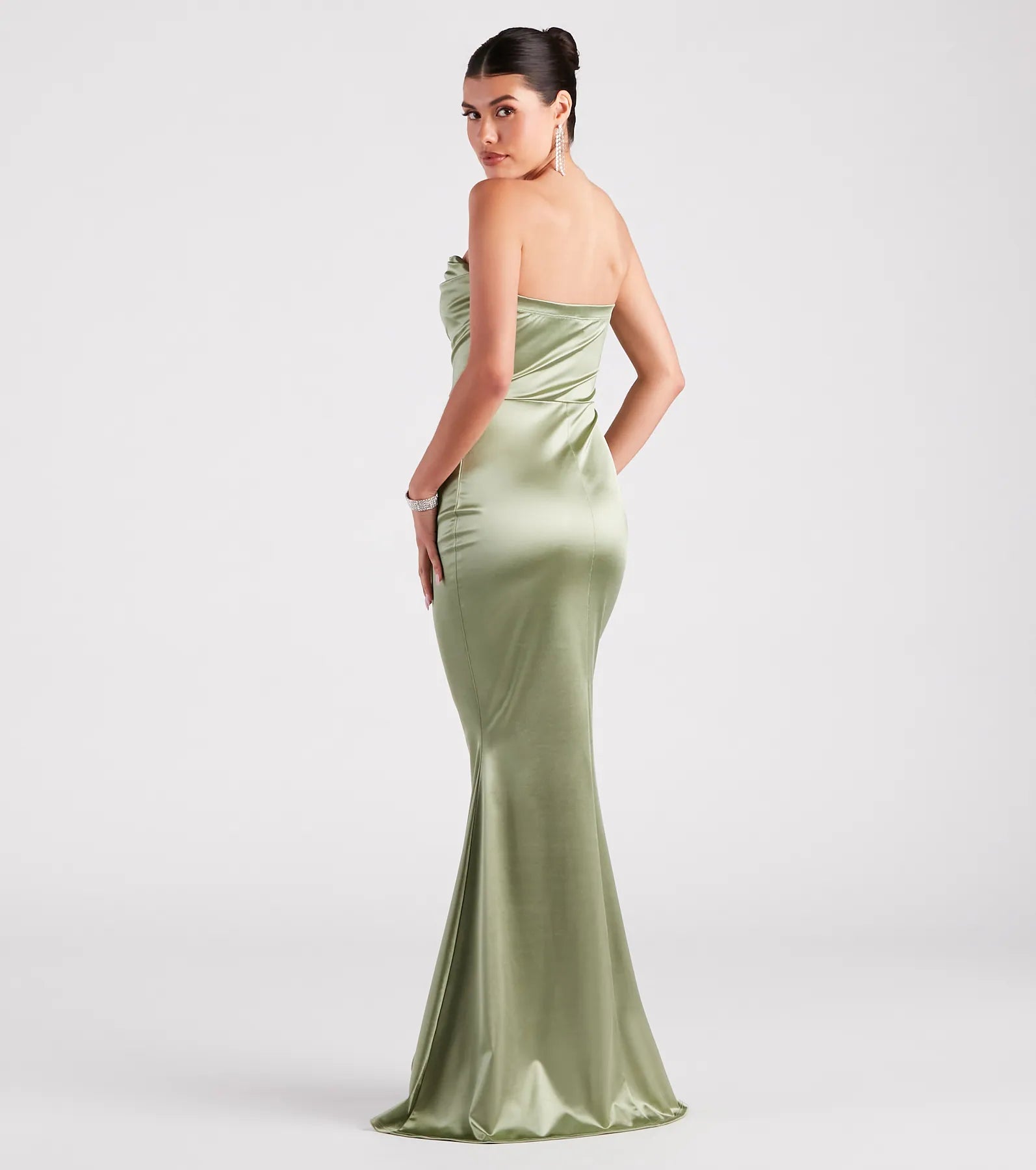 Priscilla Formal Satin Strapless Mermaid Dress - Image 2