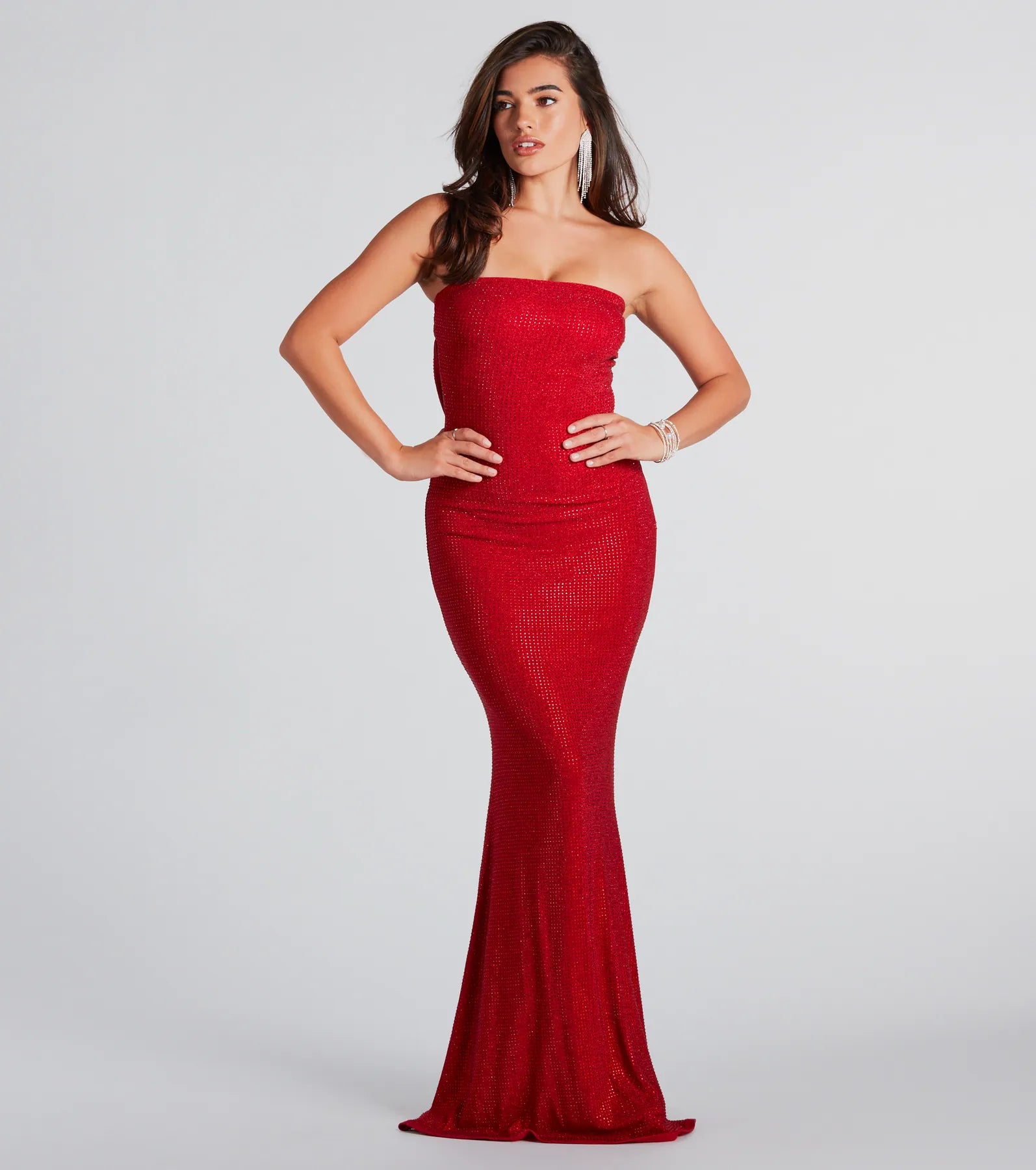 Ana Formal Rhinestone Cowl Back Long Dress - Image 5