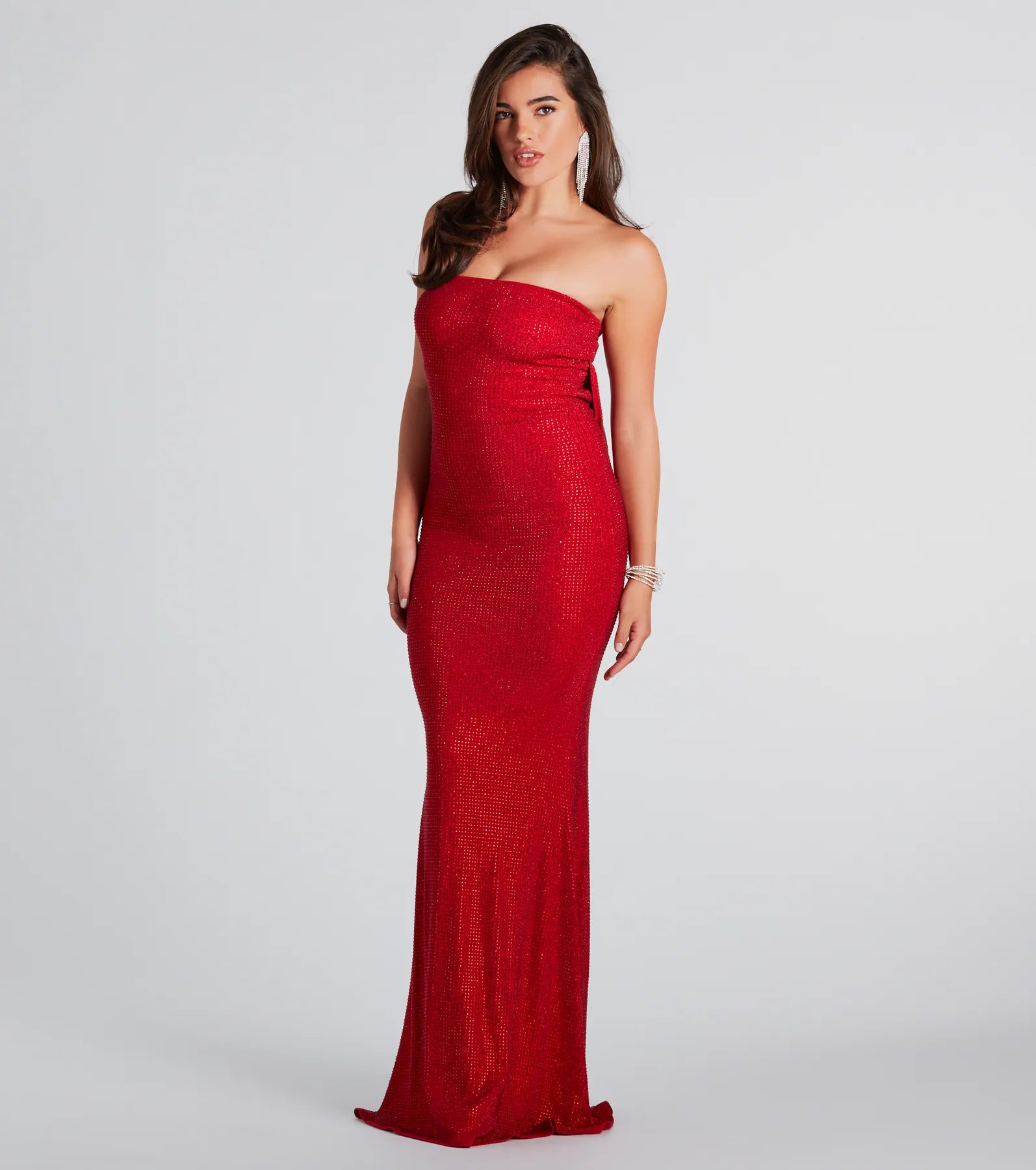 Ana Formal Rhinestone Cowl Back Long Dress - Image 7