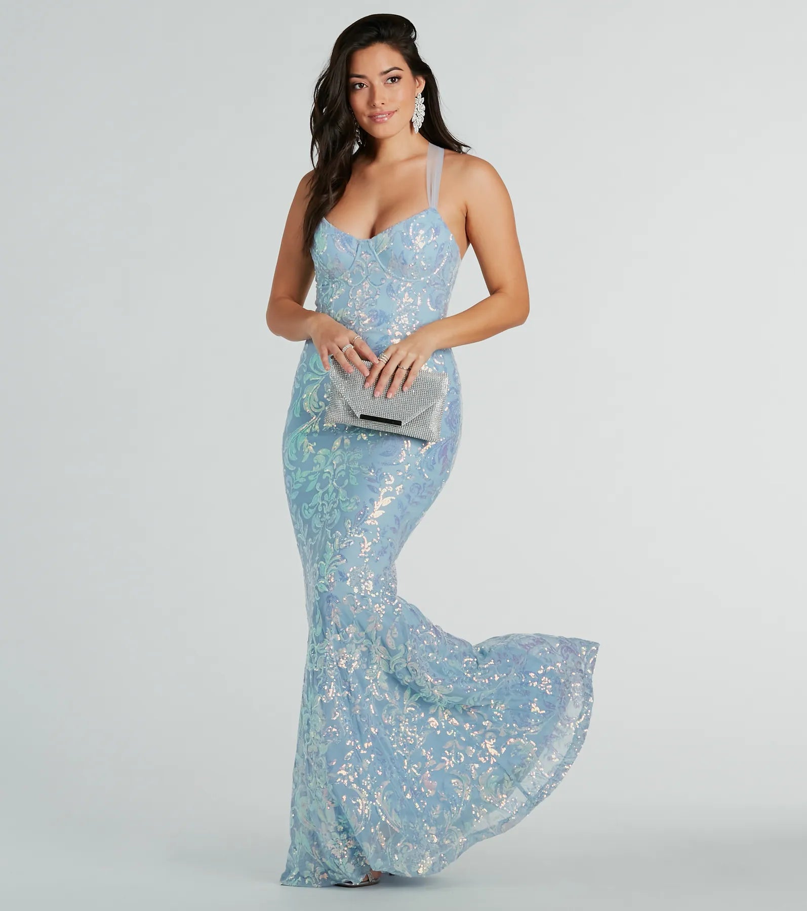 Brooklyn Bustier Tulle Lace-Up Sequin Formal Dress - Image 5