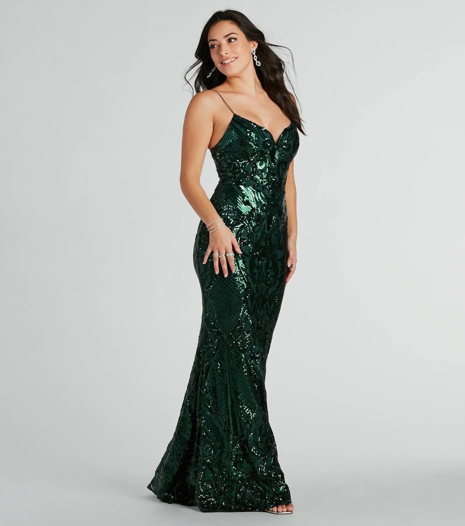 Lorlia Formal Sequin Scroll Mermaid Long Dress - Image 3