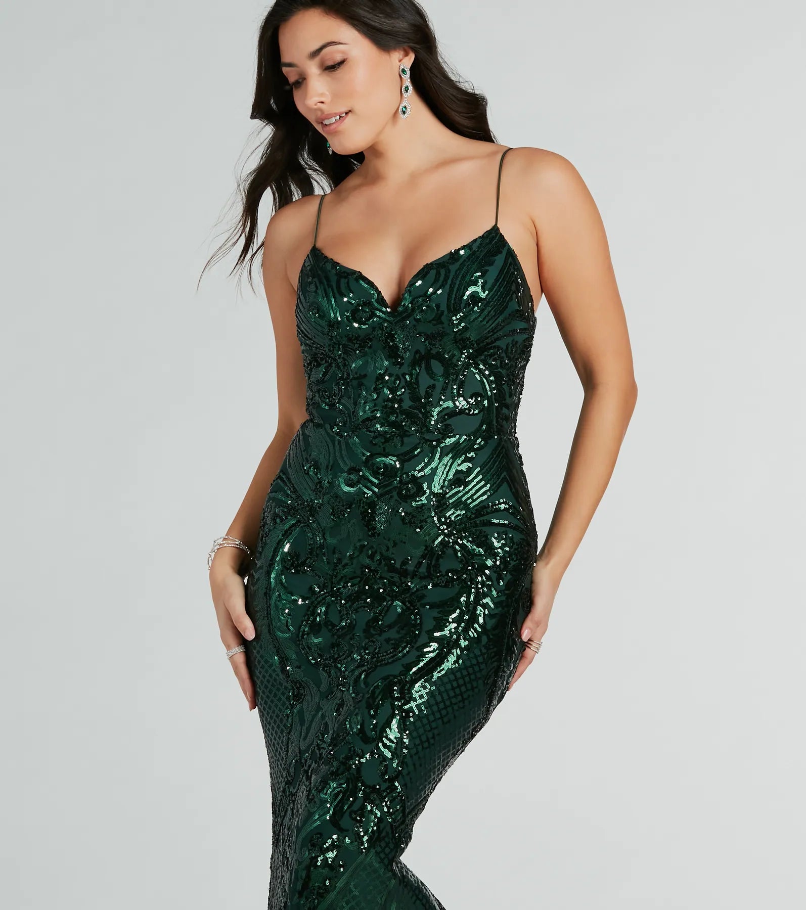 Lorlia Formal Sequin Scroll Mermaid Long Dress - Image 4