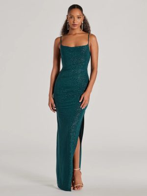 Kelly Cowl Neck Strappy Mermaid Glitter Formal Dress