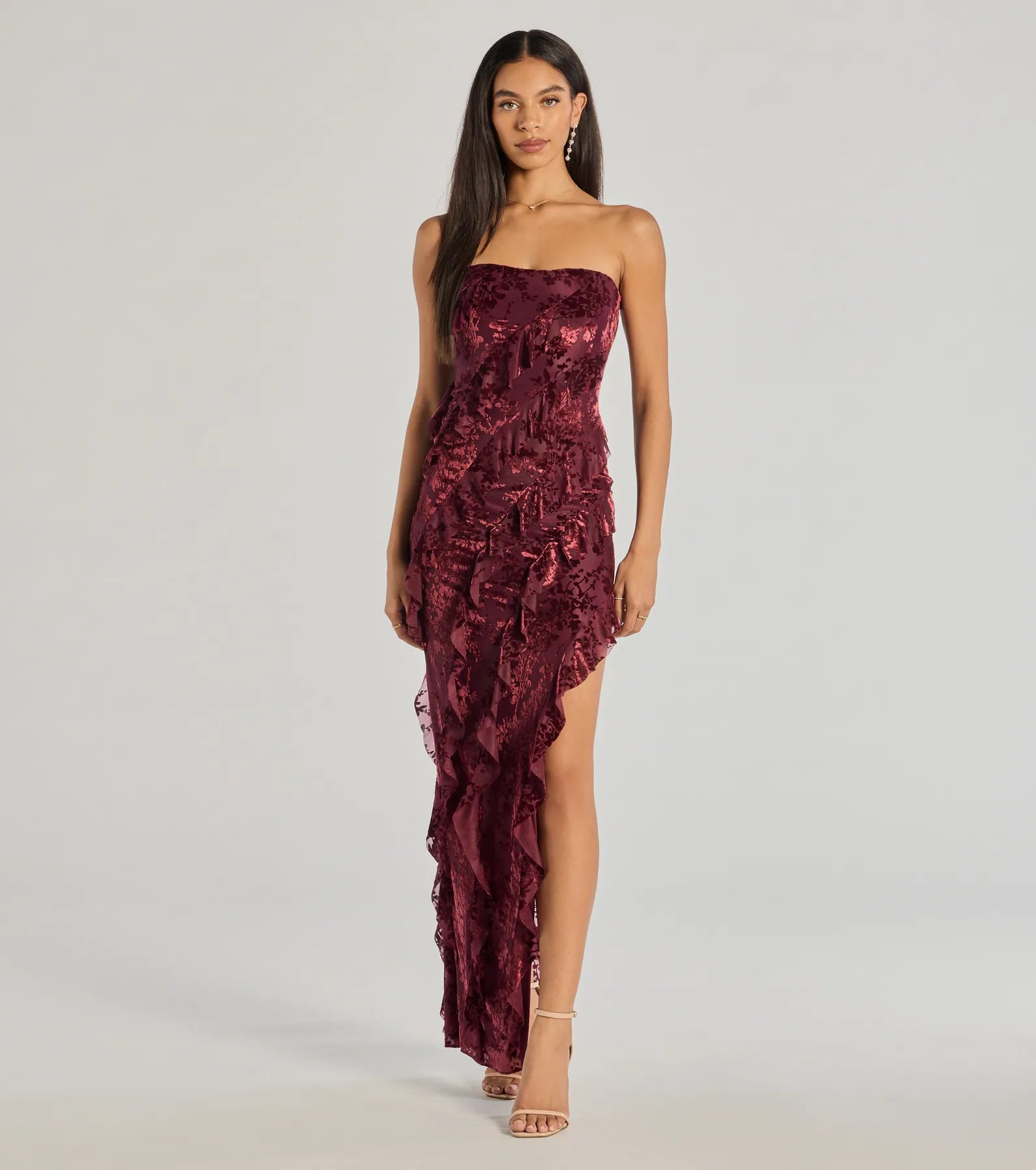Brie Strapless Ruffled Slit Column Dress - Image 7