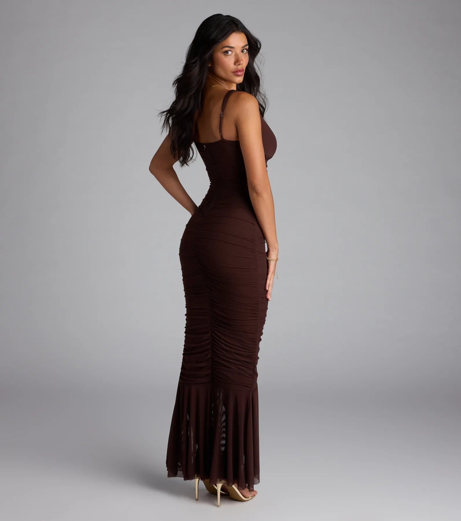 Evelyn Lace-Up Ruffle Mermaid Formal Dress - Image 2