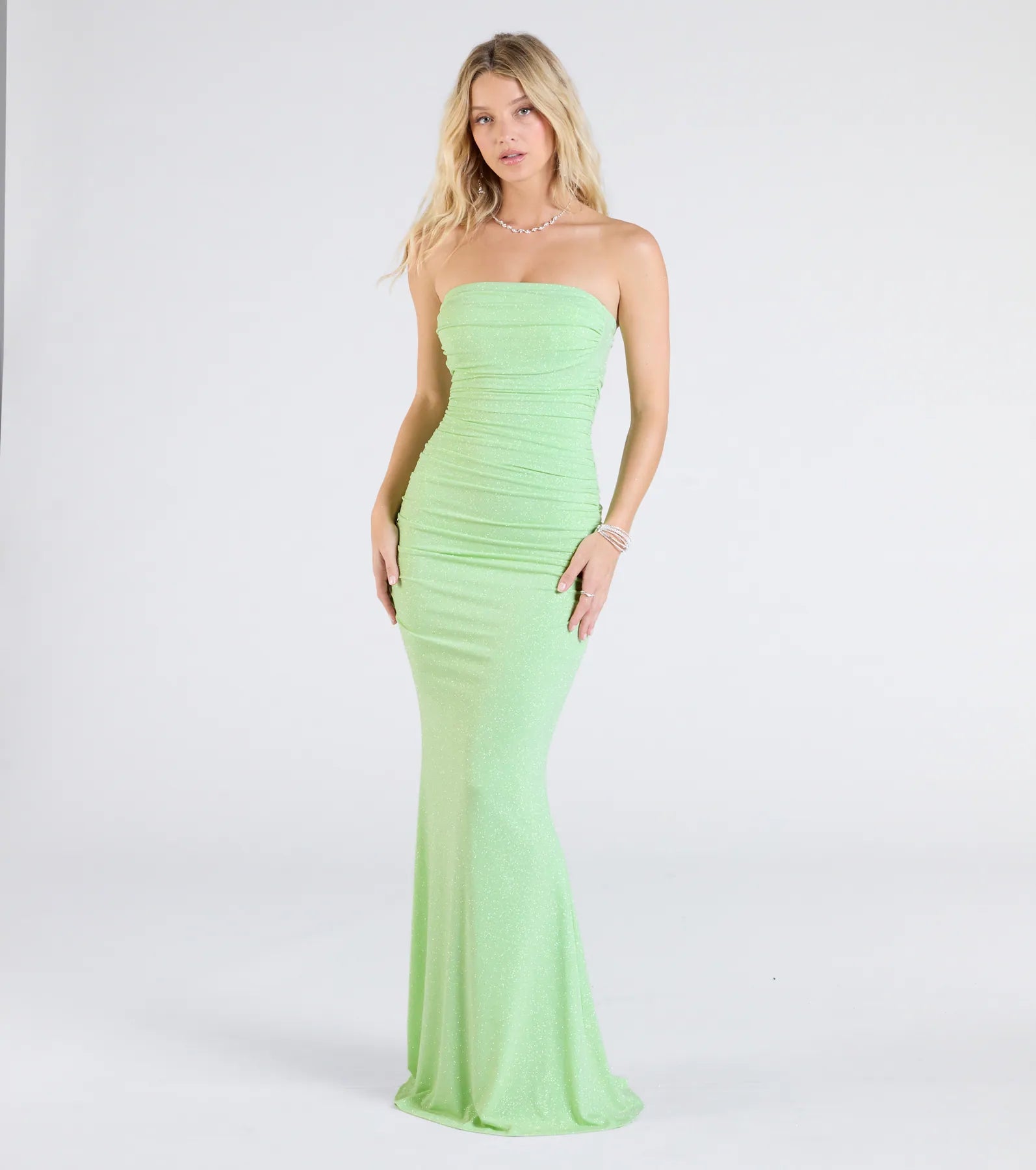 Mischka Strapless Mermaid Glitter Formal Dress - Image 4