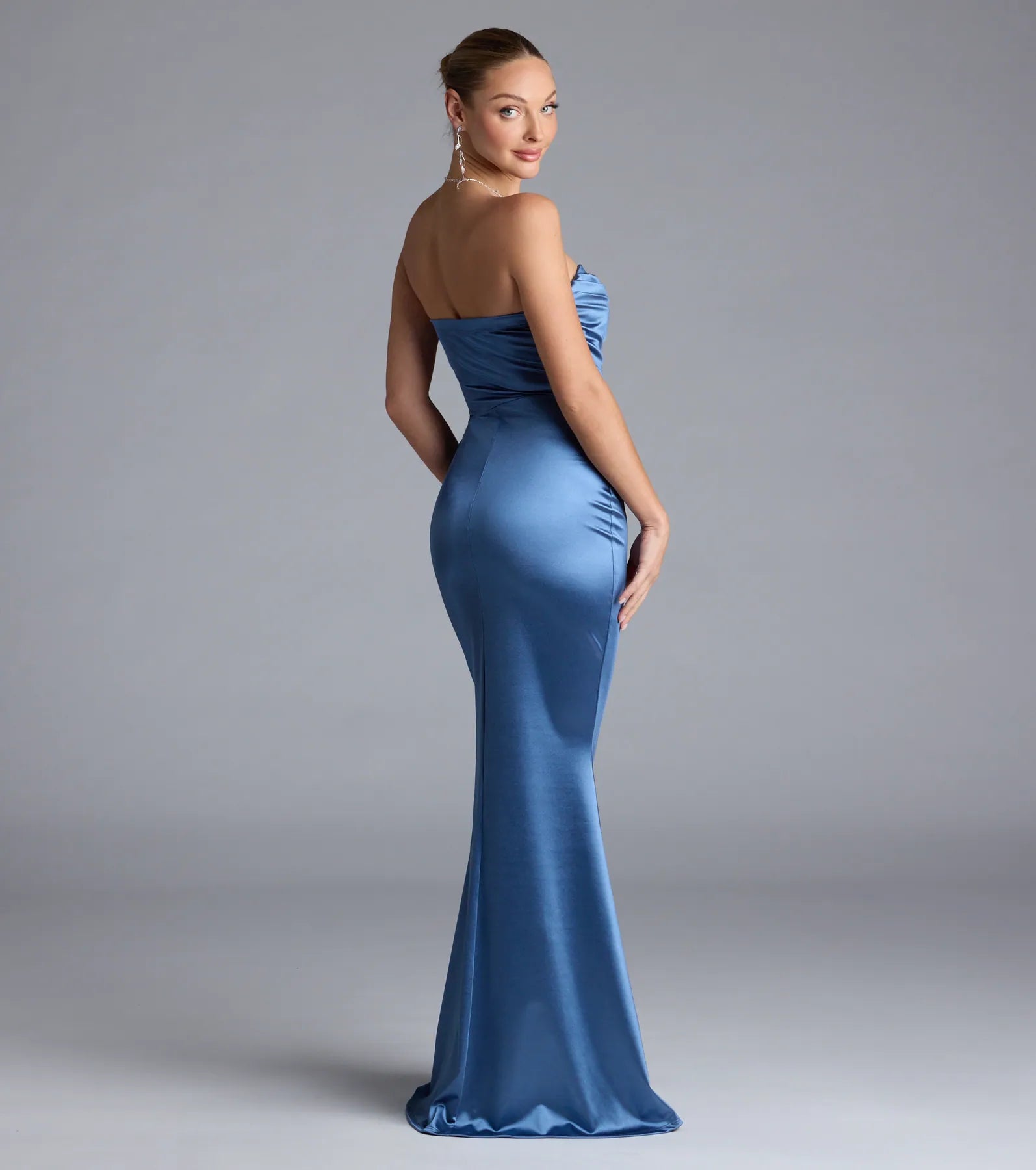 Priscilla Formal Satin Strapless Mermaid Dress - Image 20
