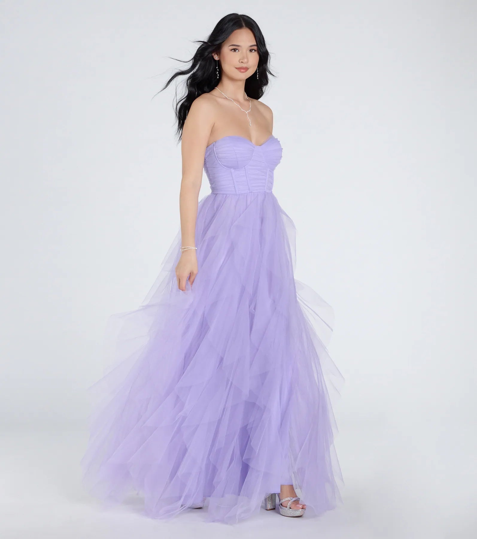 Lindsey Bustier A-Line Ruffle Tulle Ball Gown - Image 8