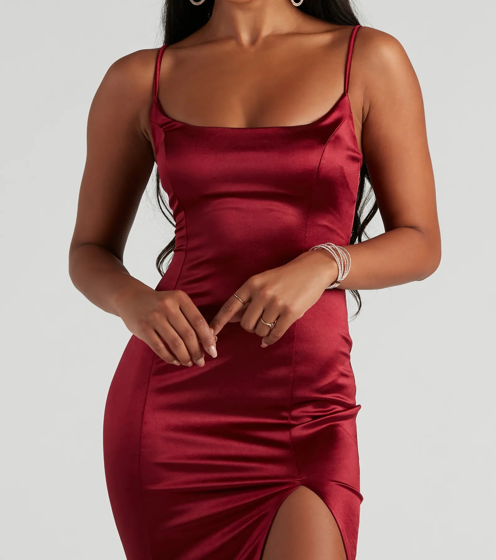Behold Me Satin Slit Midi Dress - Image 4