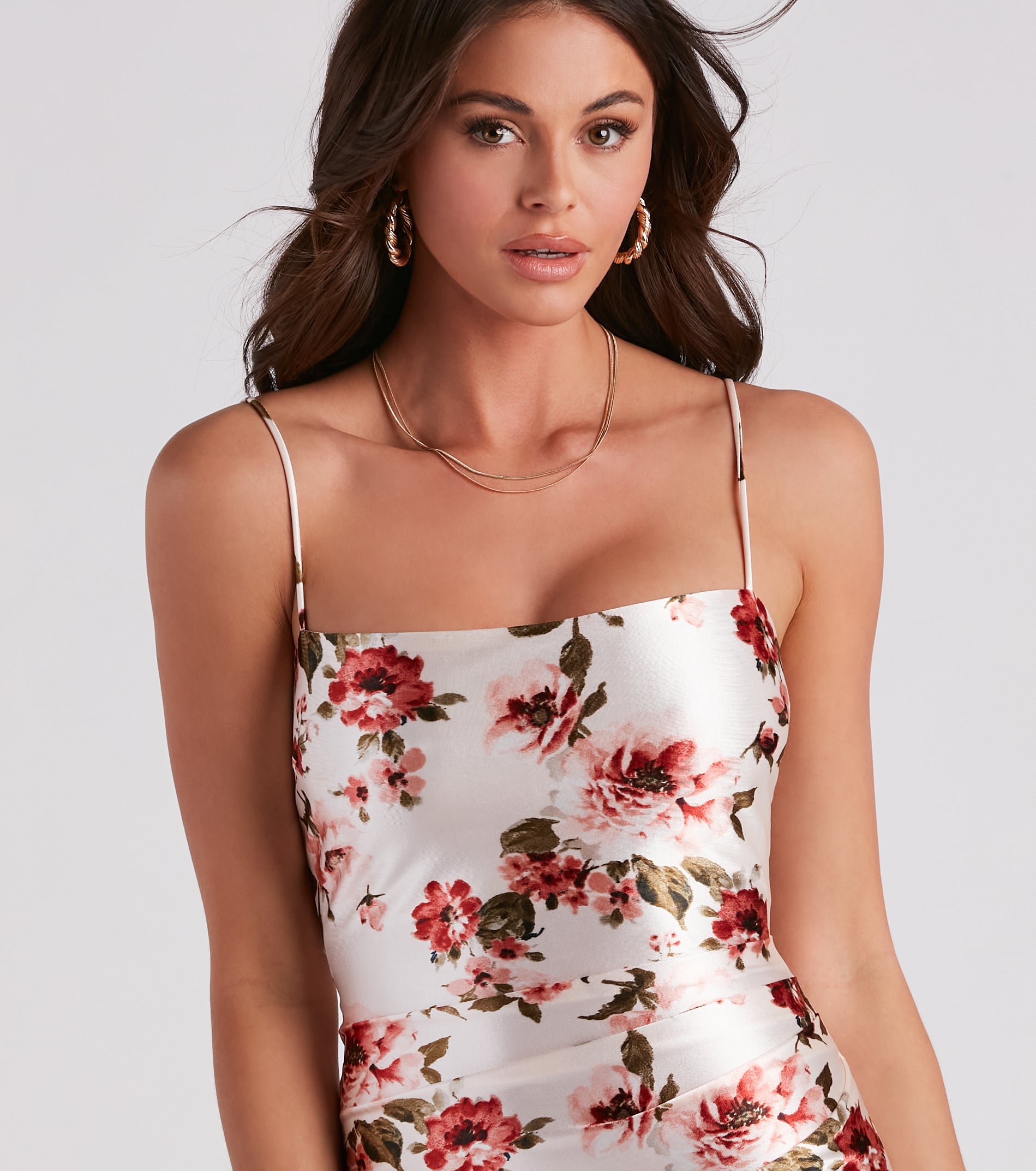 Blooming Romance Floral Satin Mini Dress - Image 4