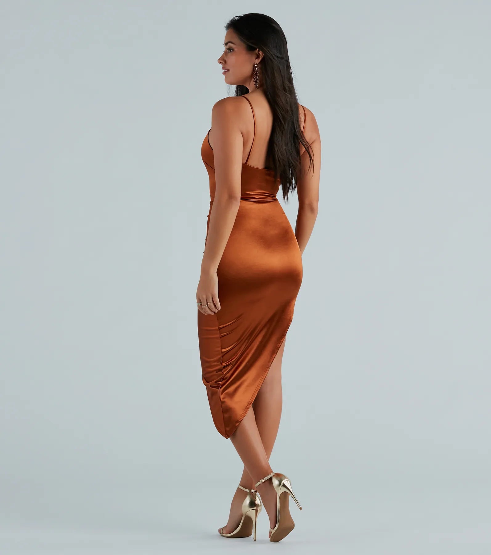 Alluring Silhouette Satin Midi Dress - Image 10
