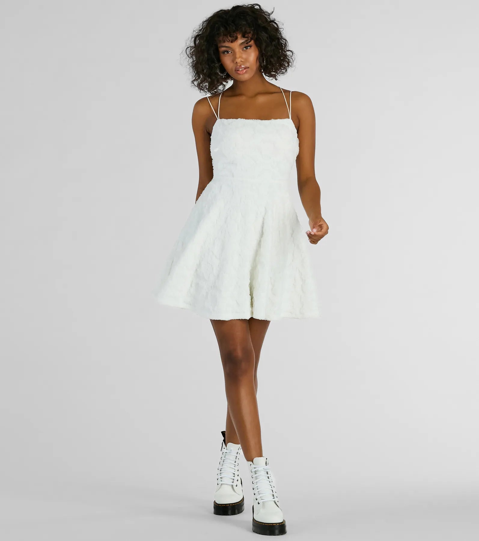 Whimsical Beauty Strappy Back Textured Knit Skater Dress - Image 3