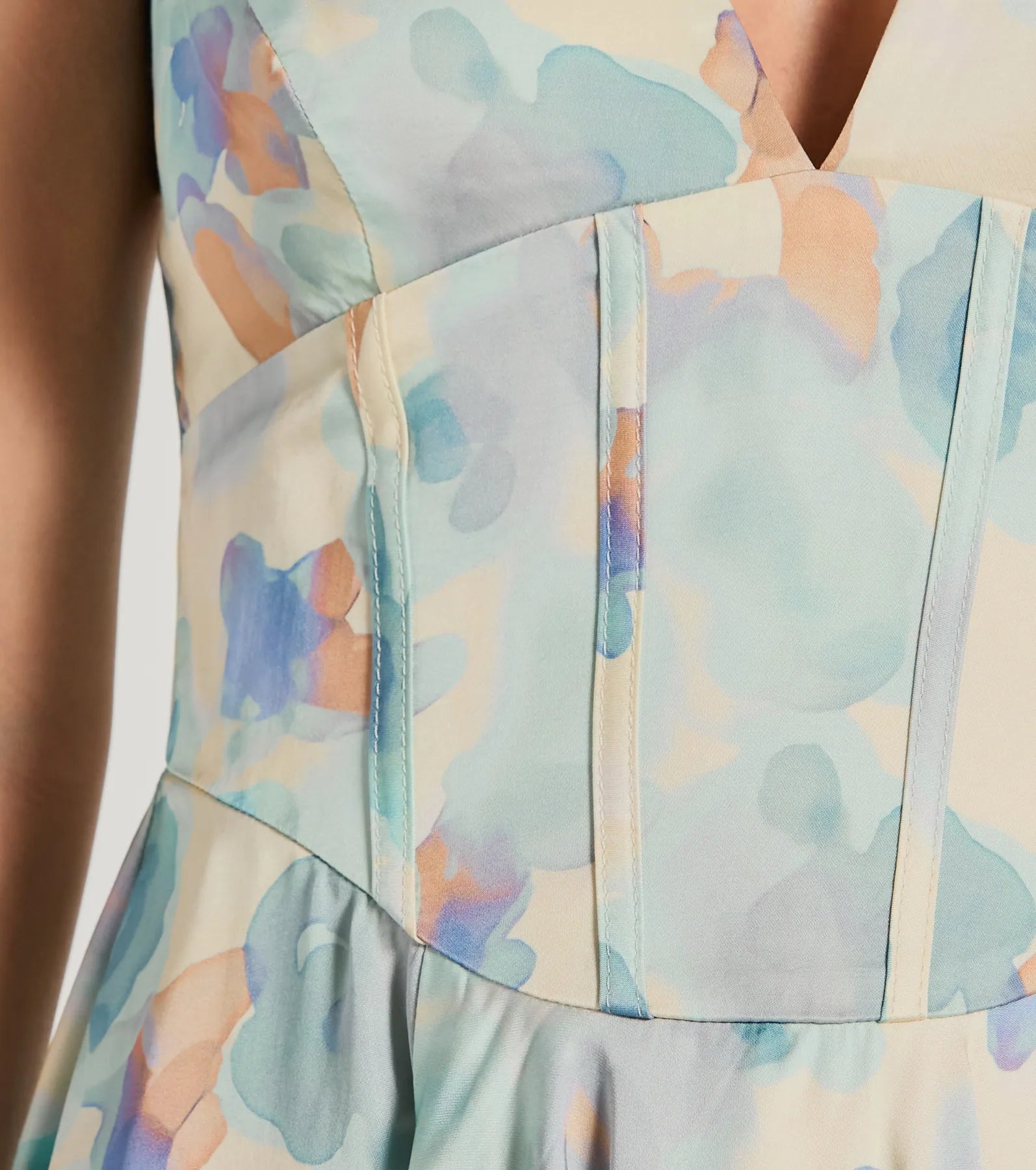 Constant Sensation V-Neck Corset Satin Skater Dress - Image 4