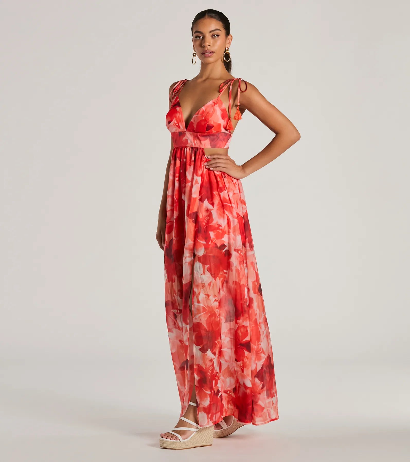 Vacay Attitude V-Neck Floral Tropical Maxi Dress - Image 4