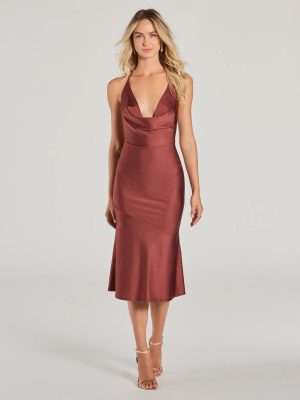 Remarkable Appeal Cowl Halter A-Line Midi Dress