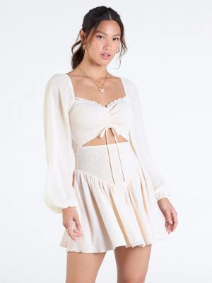 Perfect View Smocked Cutout Skater Dress