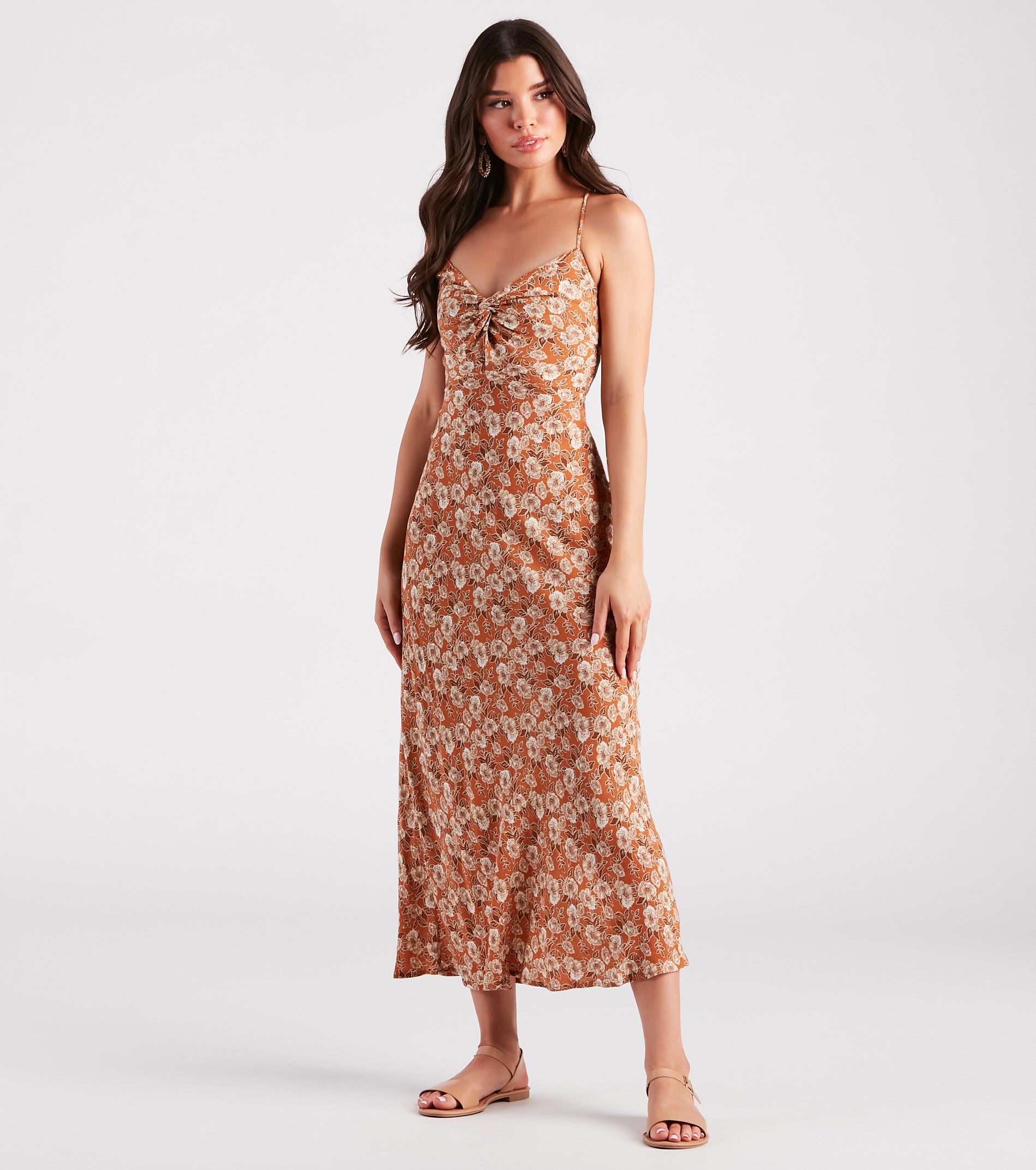 Pick Me Floral Lace-Up Maxi Dress - Image 3