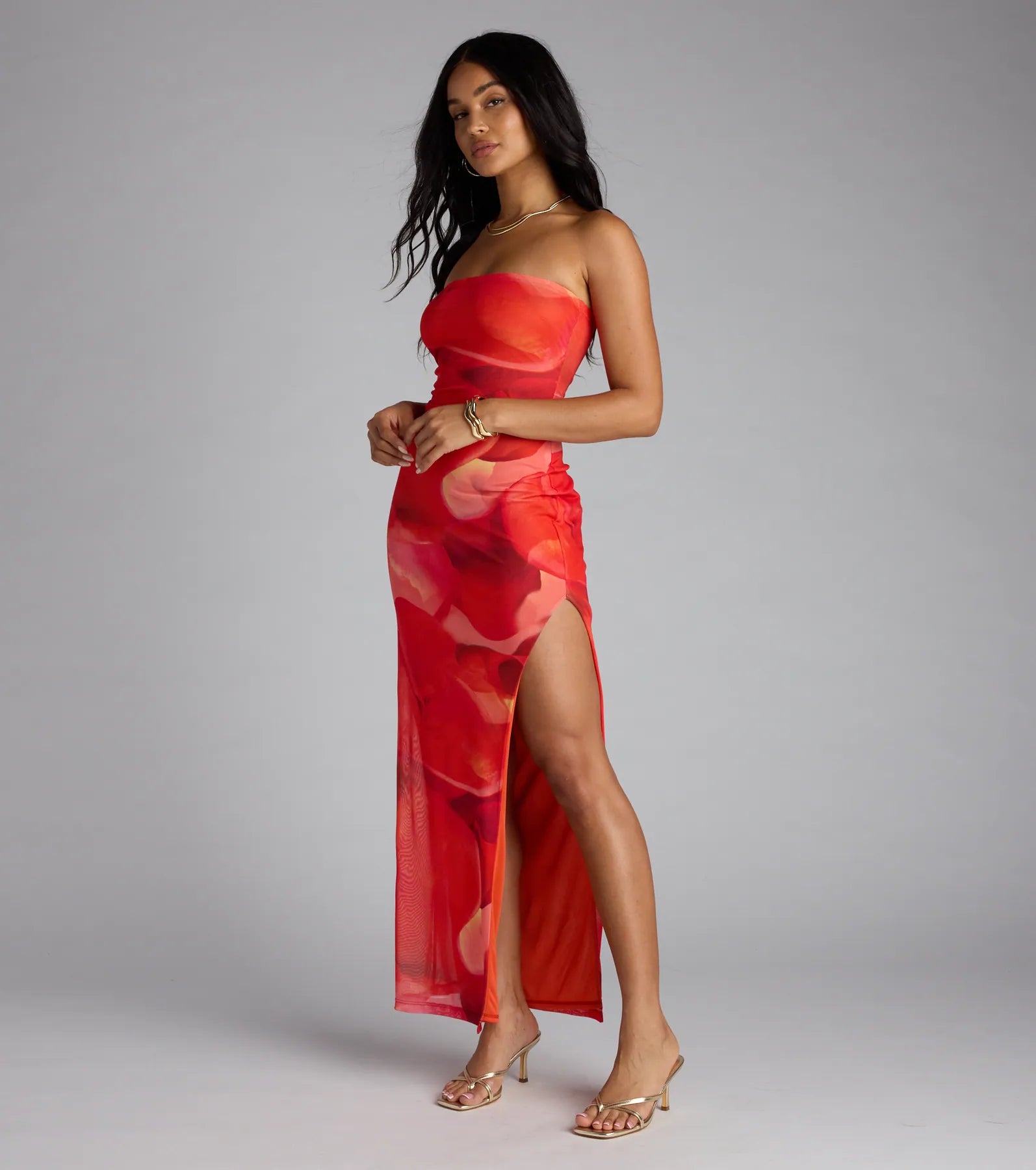 Dance To My Rhythm Abstract Tube Maxi Dress - Image 3