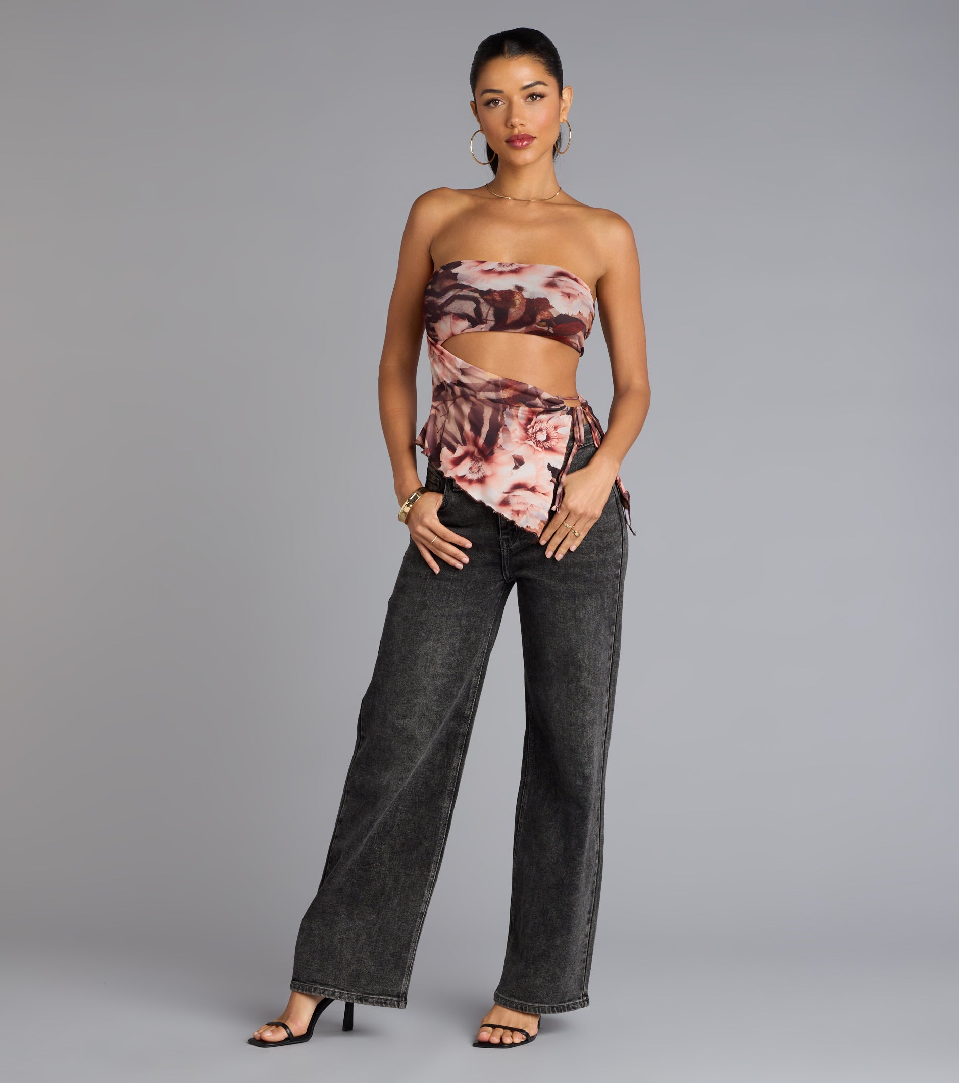 Floral Cutie Mesh Asymmetrical Top - Image 3