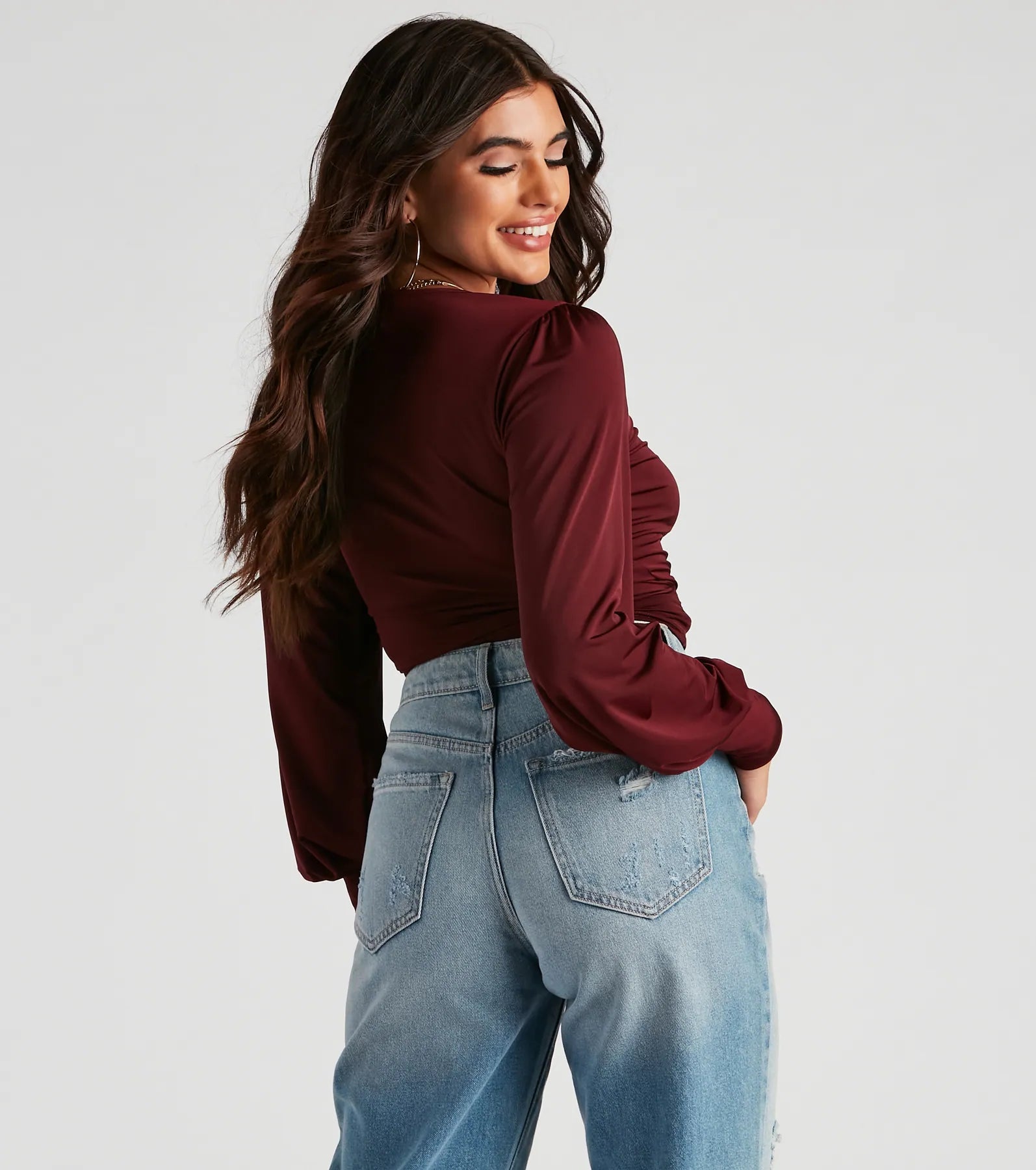 Slinky Knit Wrap Front Top - Image 41