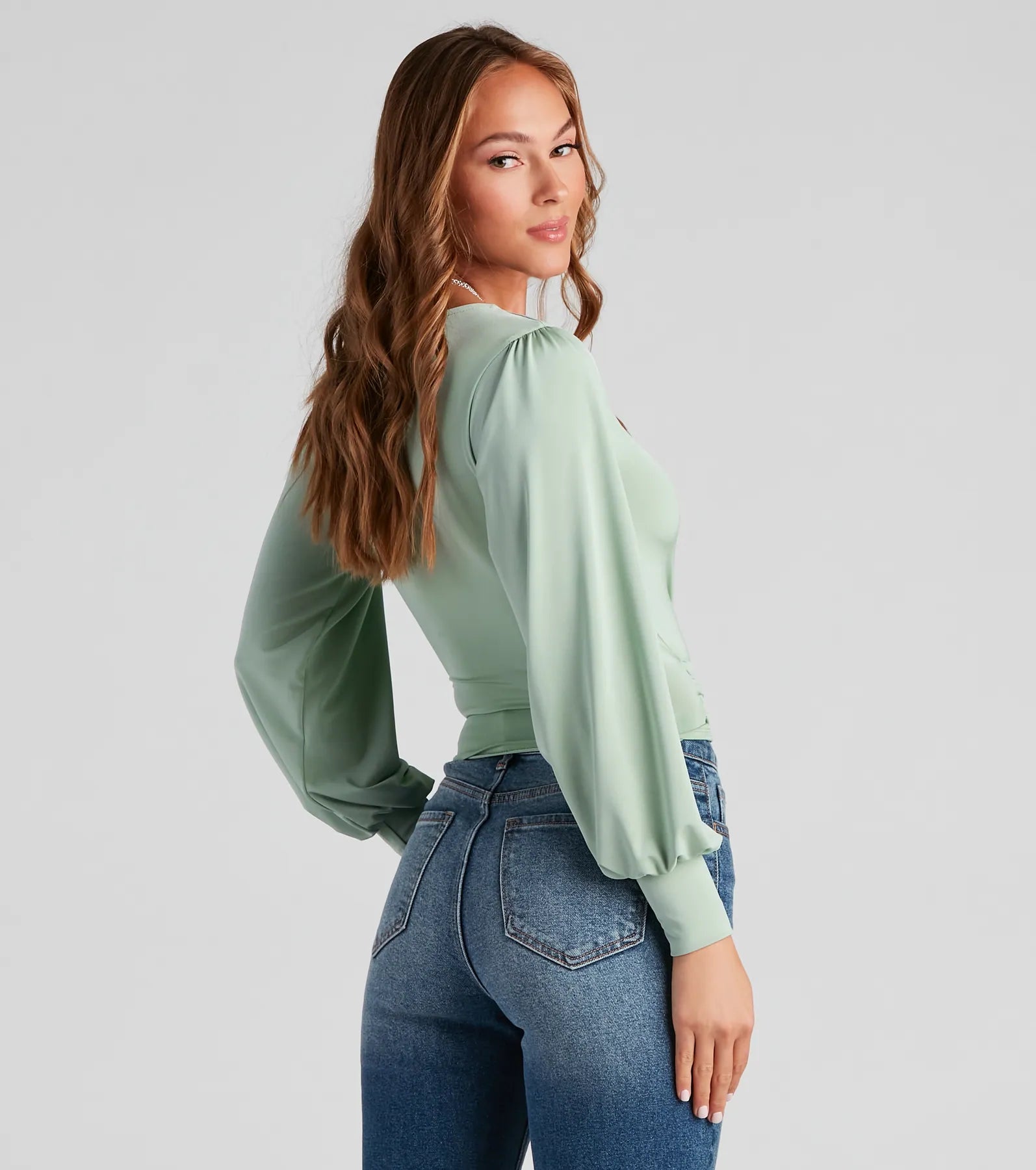 Slinky Knit Wrap Front Top - Image 14