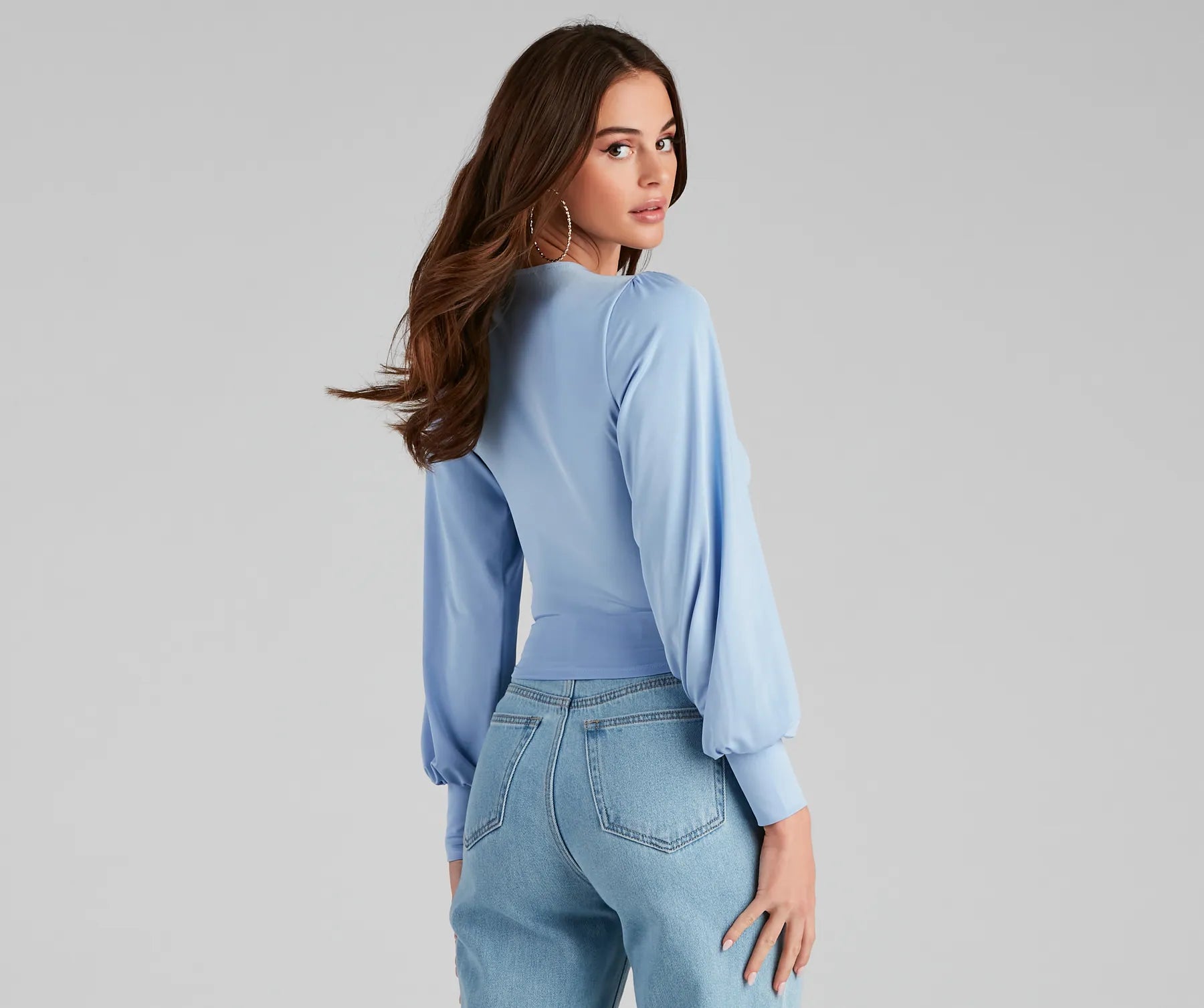 Slinky Knit Wrap Front Top - Image 20