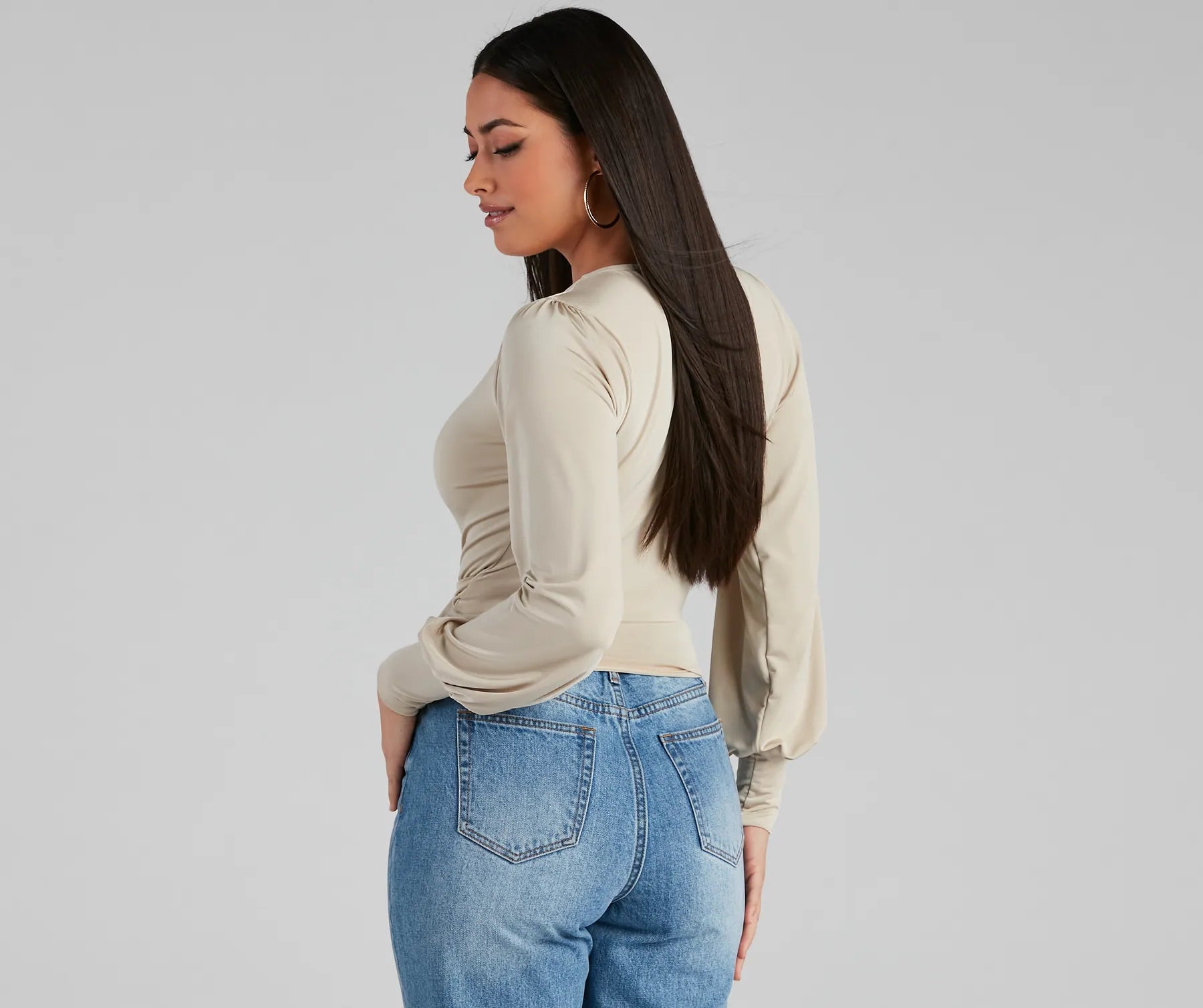 Slinky Knit Wrap Front Top - Image 10