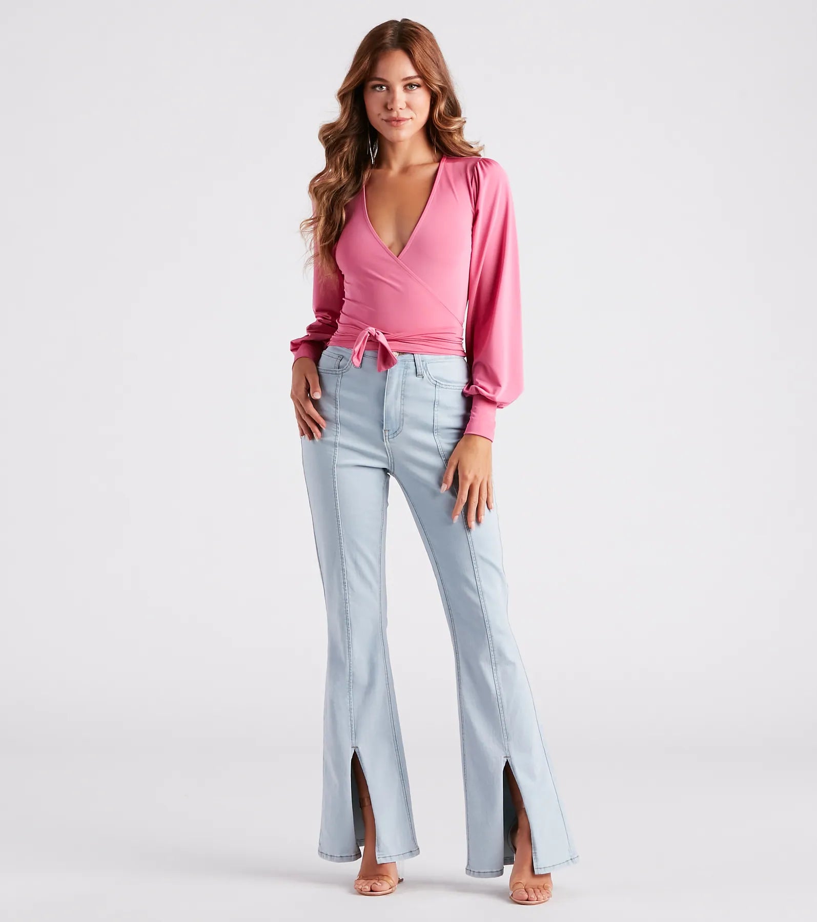Slinky Knit Wrap Front Top - Image 3