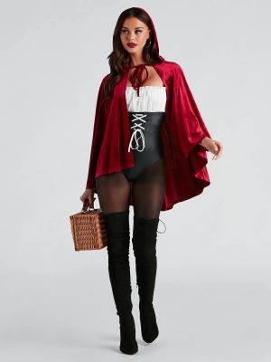 Lil Red Lace-Up Corset Bodysuit