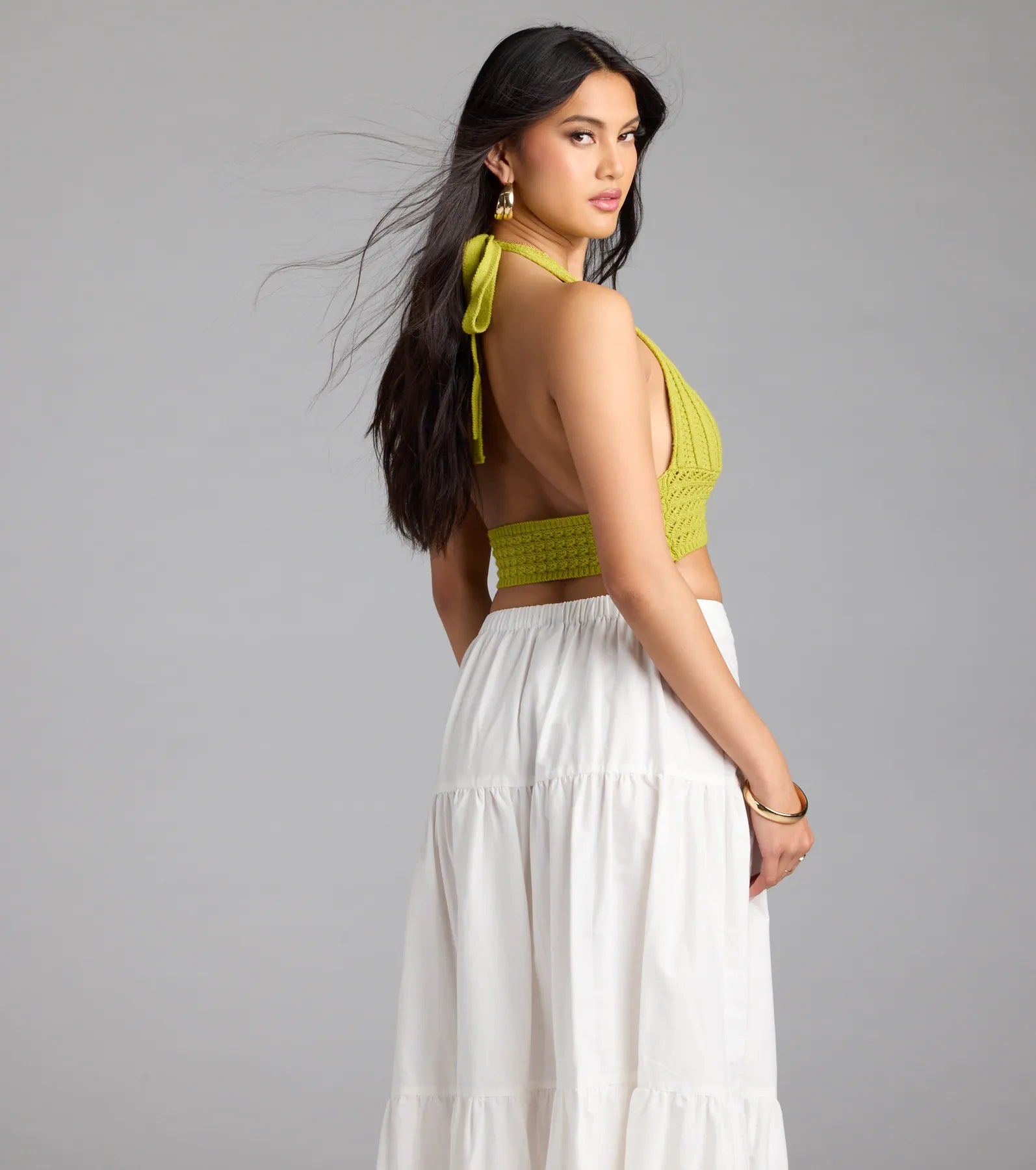 Stroll In The Sand Halter Crochet Crop Top - Image 3