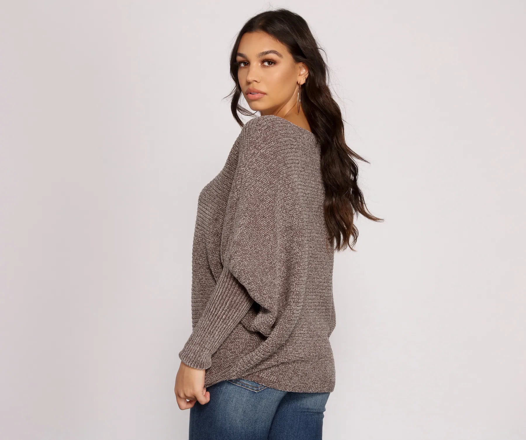Chenille Knit Dolman Sleeve Sweater - Image 6