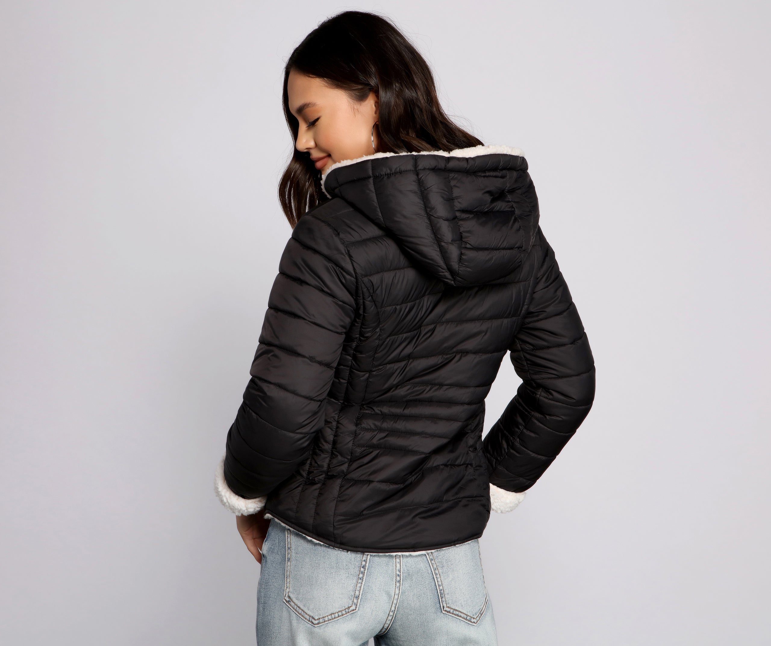 Faux Fur Reversible Puffer Jacket - Image 11