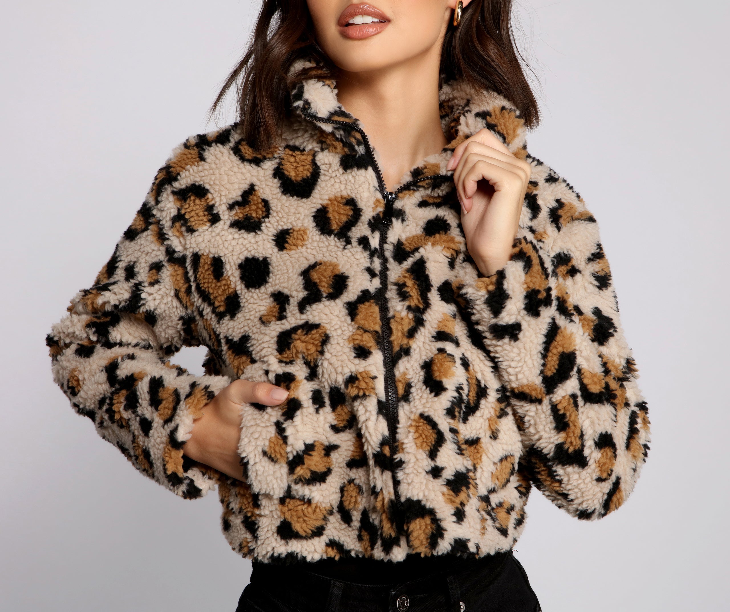 Trendy Girl Leopard Print Bomber Jacket - Image 4