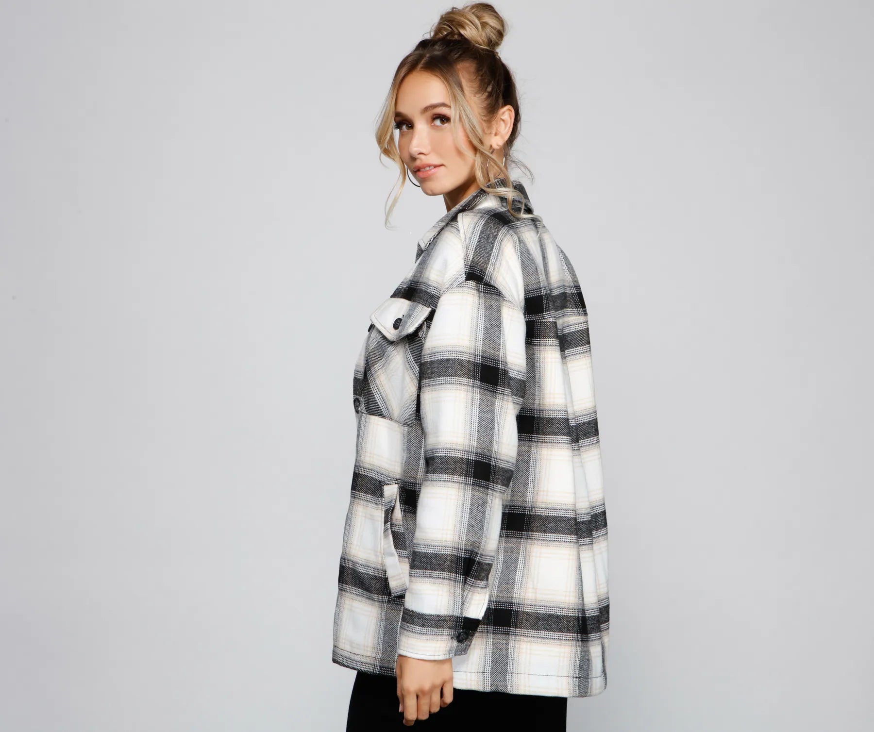 Falling For Cozy Vibes Plaid Sherpa Jacket - Image 2