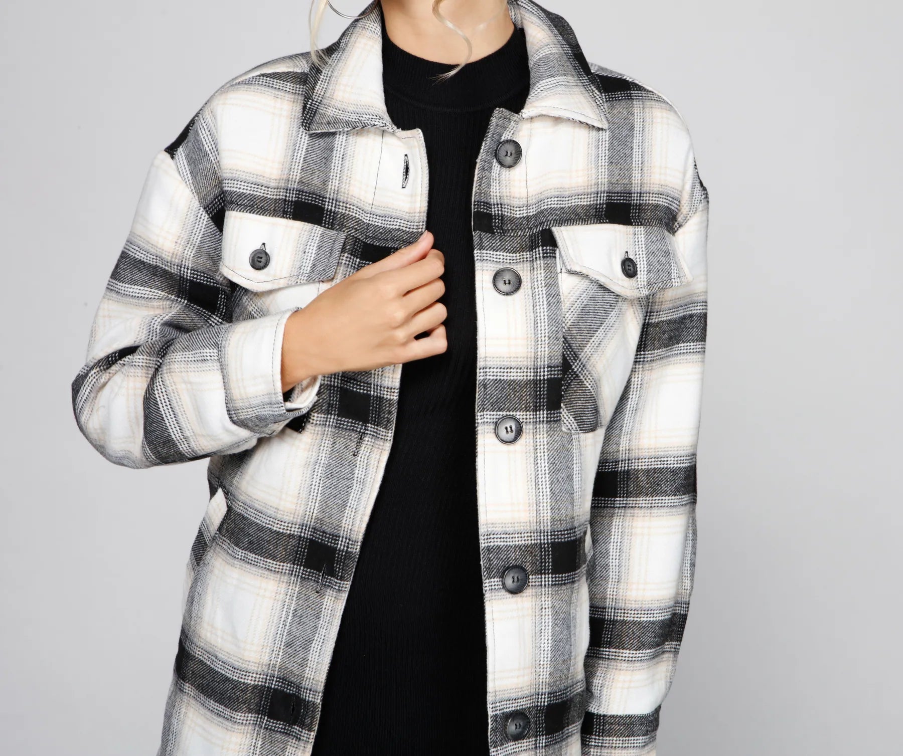 Falling For Cozy Vibes Plaid Sherpa Jacket - Image 3