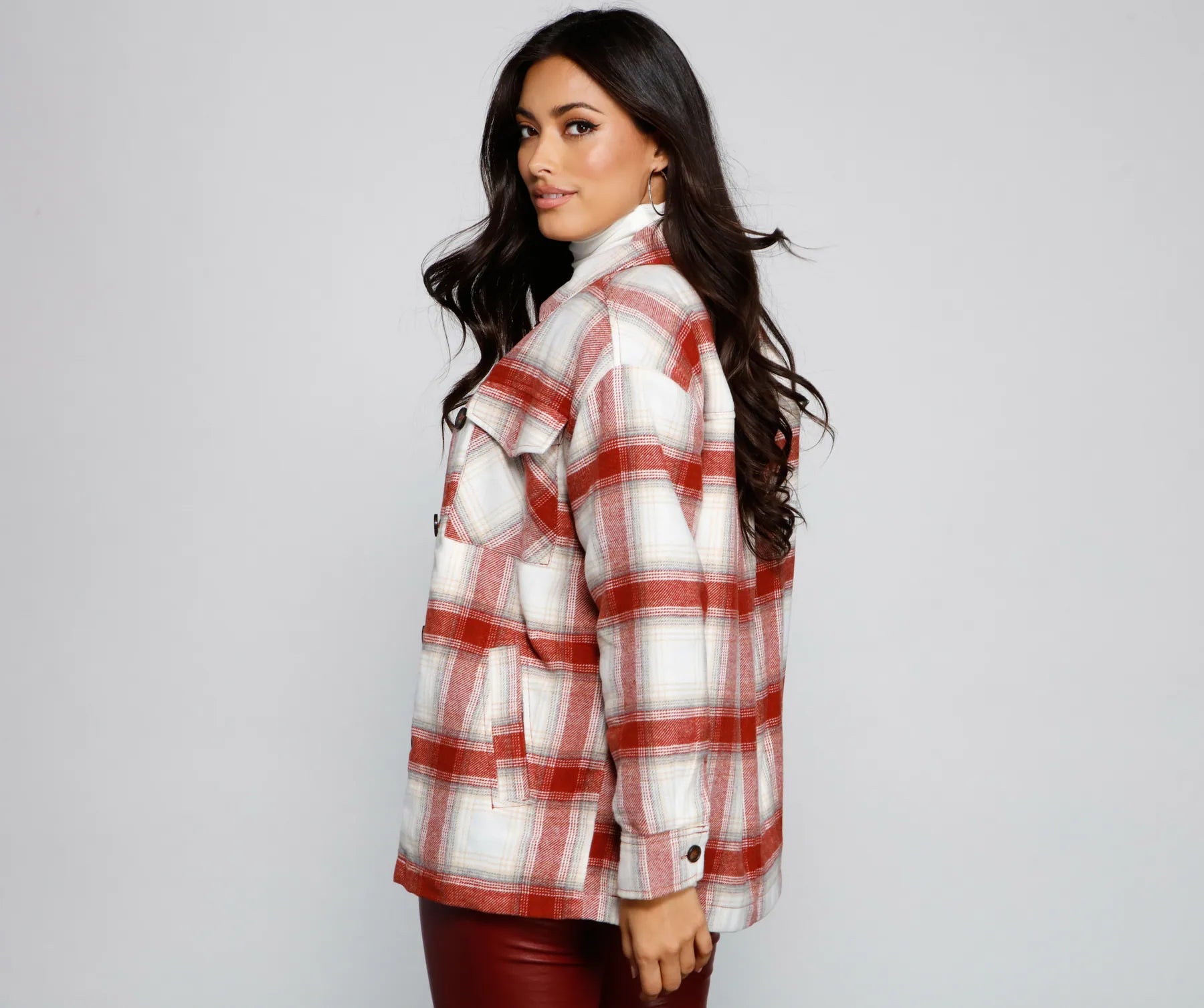 Falling For Cozy Vibes Plaid Sherpa Jacket - Image 7