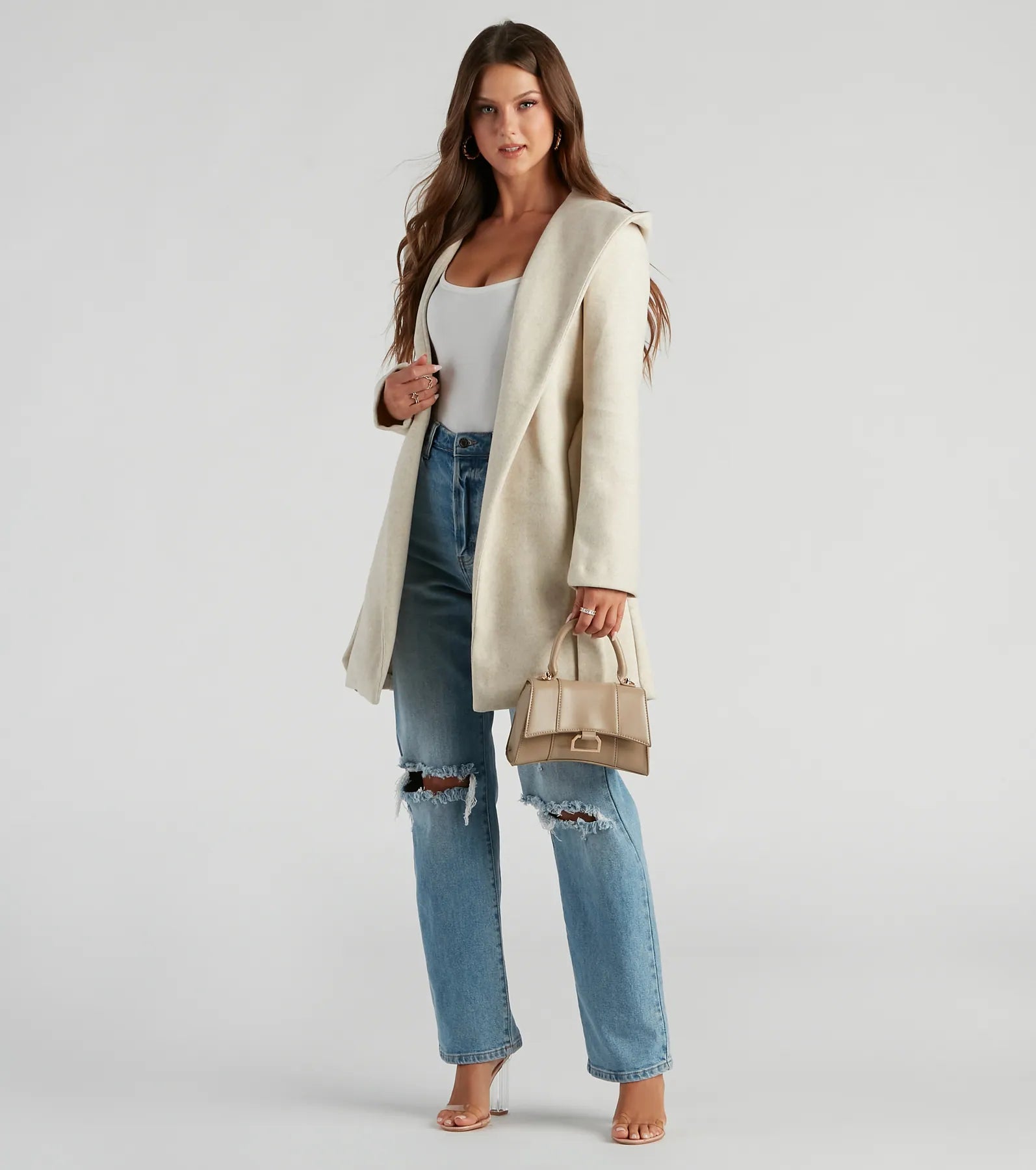 Belted Sophistication Faux Wool Coat - Image 3