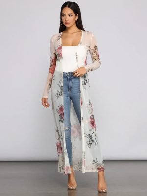 Flowy In Floral Mesh Duster